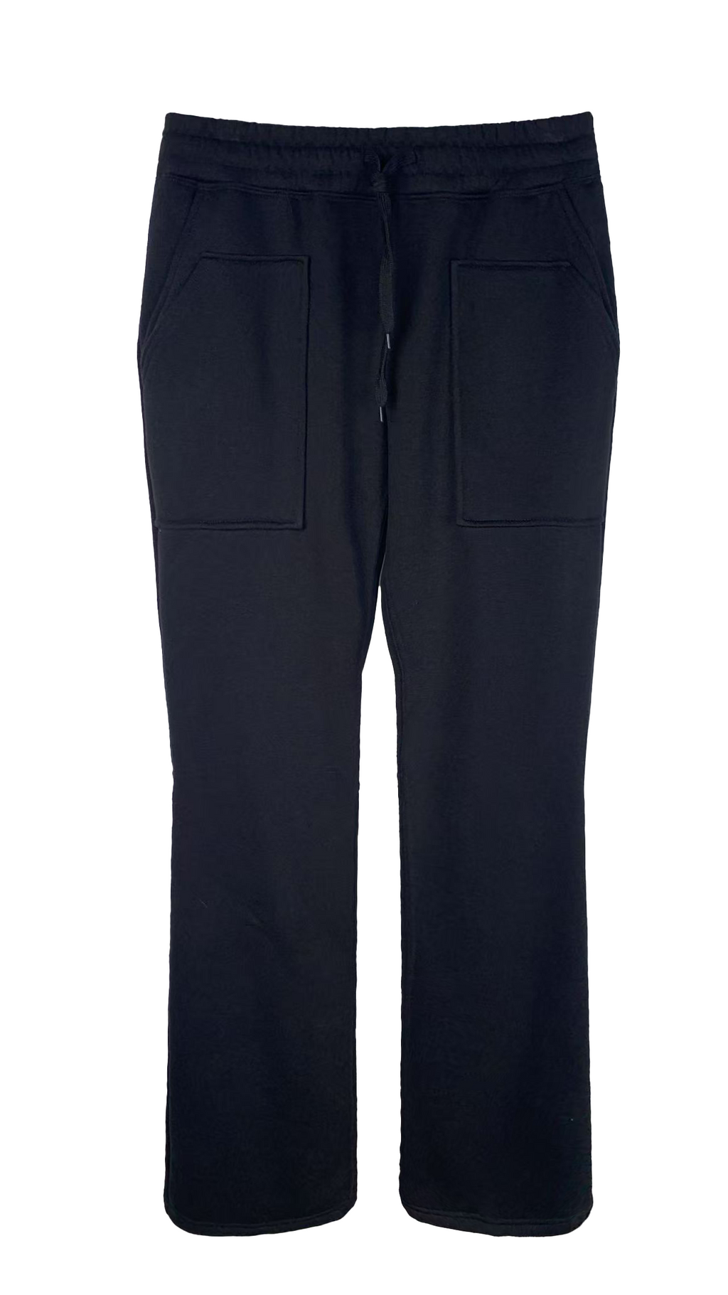 Men's Black Polyester Straight-Leg Sweatpants - Elastic Waist Casual Lounge Pants