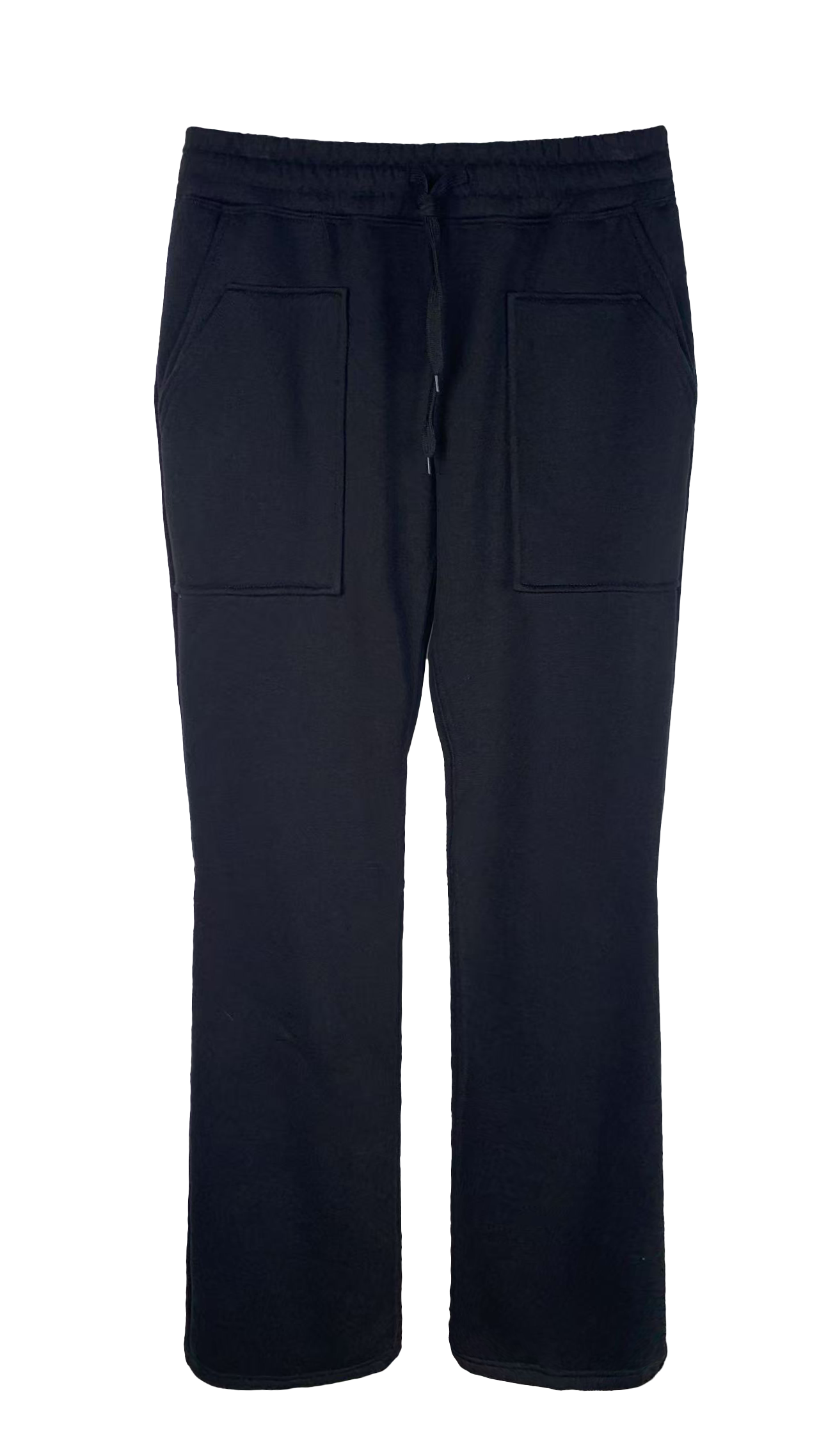 Men's Black Polyester Straight-Leg Sweatpants - Elastic Waist Casual Lounge Pants