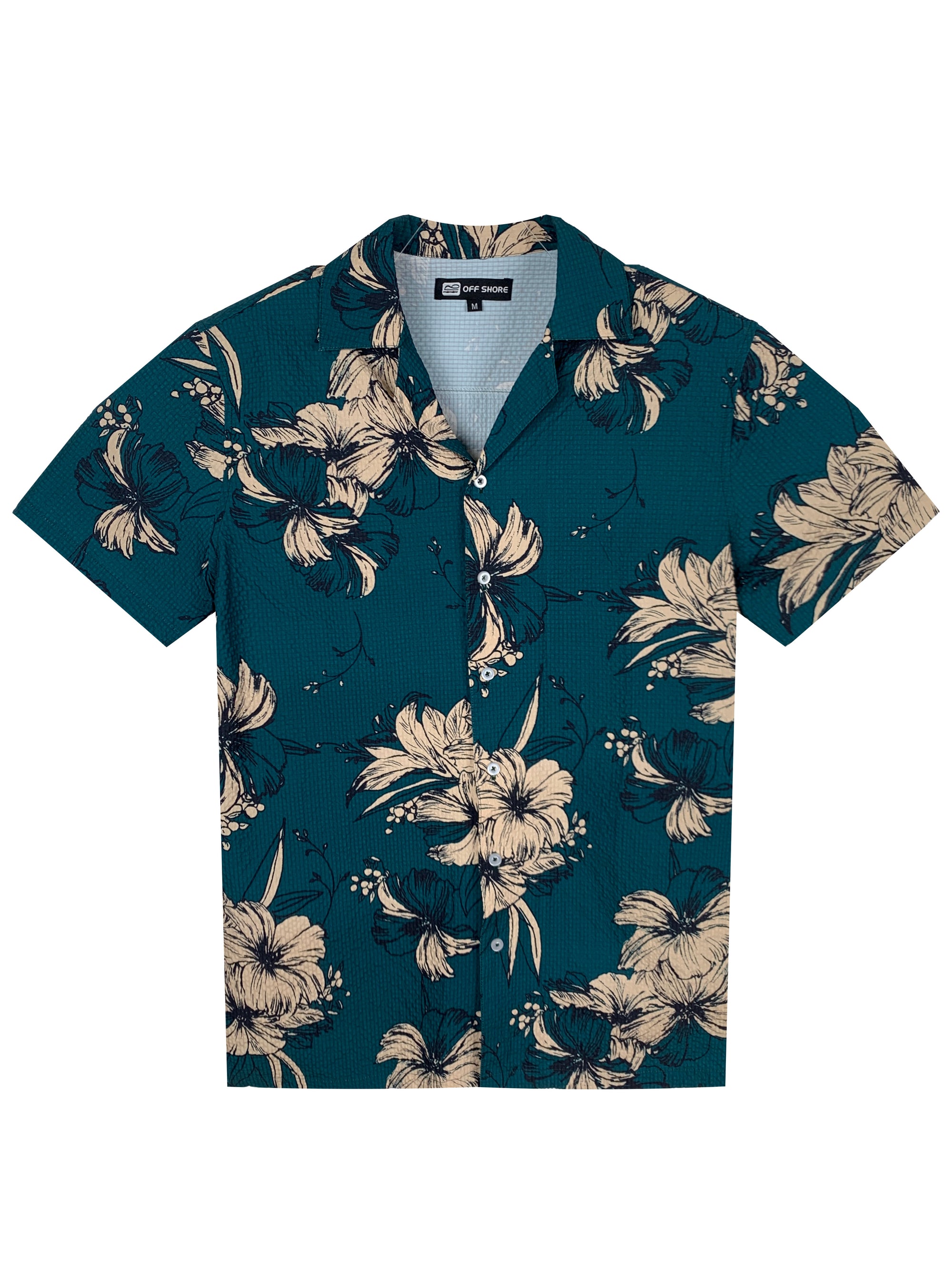 Men's Relaxed Fit 100% Nylon Floral Print Camp Collar Short Sleeve Shirt - Hawaiian Beach Vacation Casual Shirt