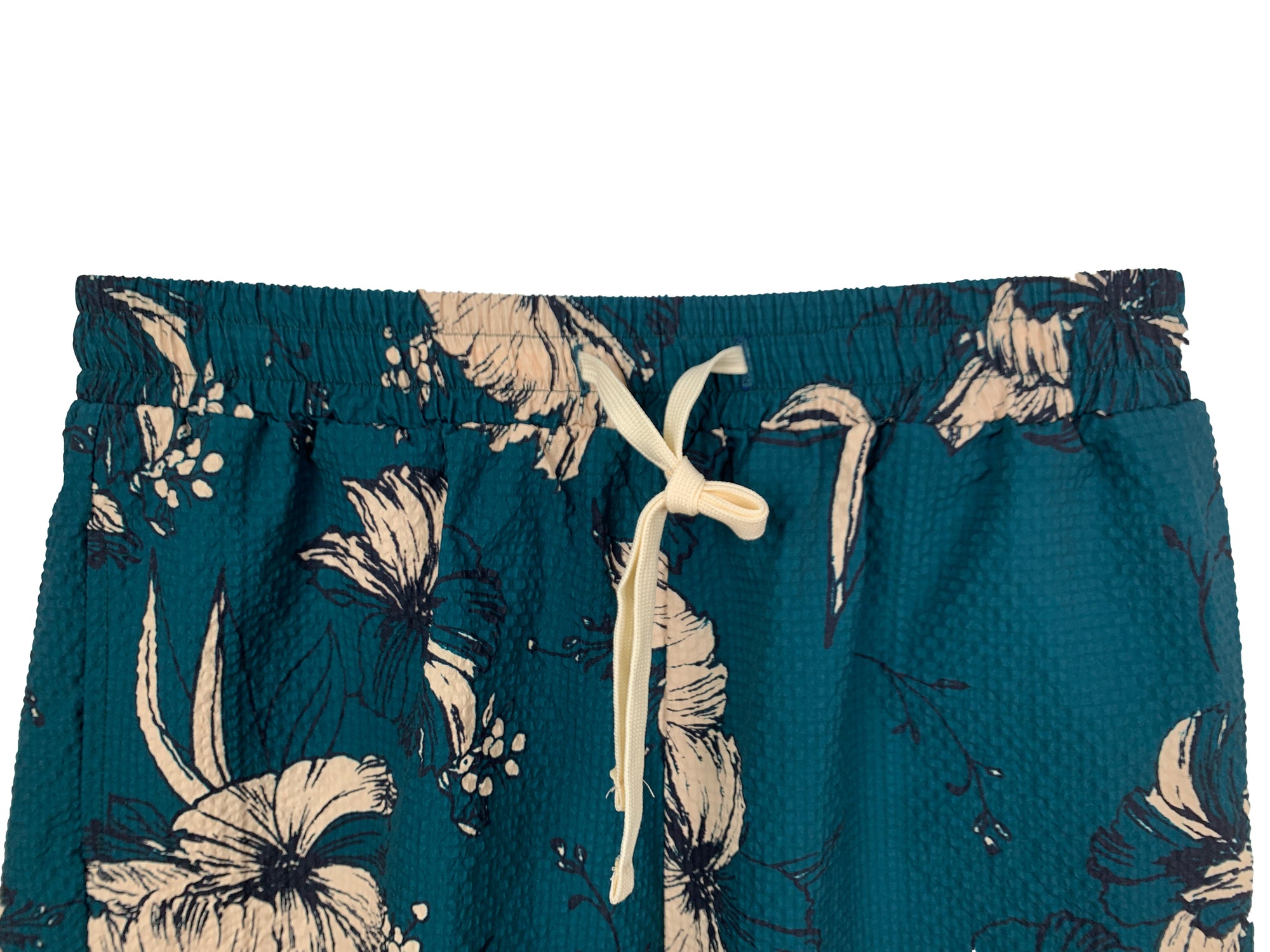 Men's 100% Nylon Floral Print Shorts - Elastic Waist Relaxed-Fit Casual Beach Shorts