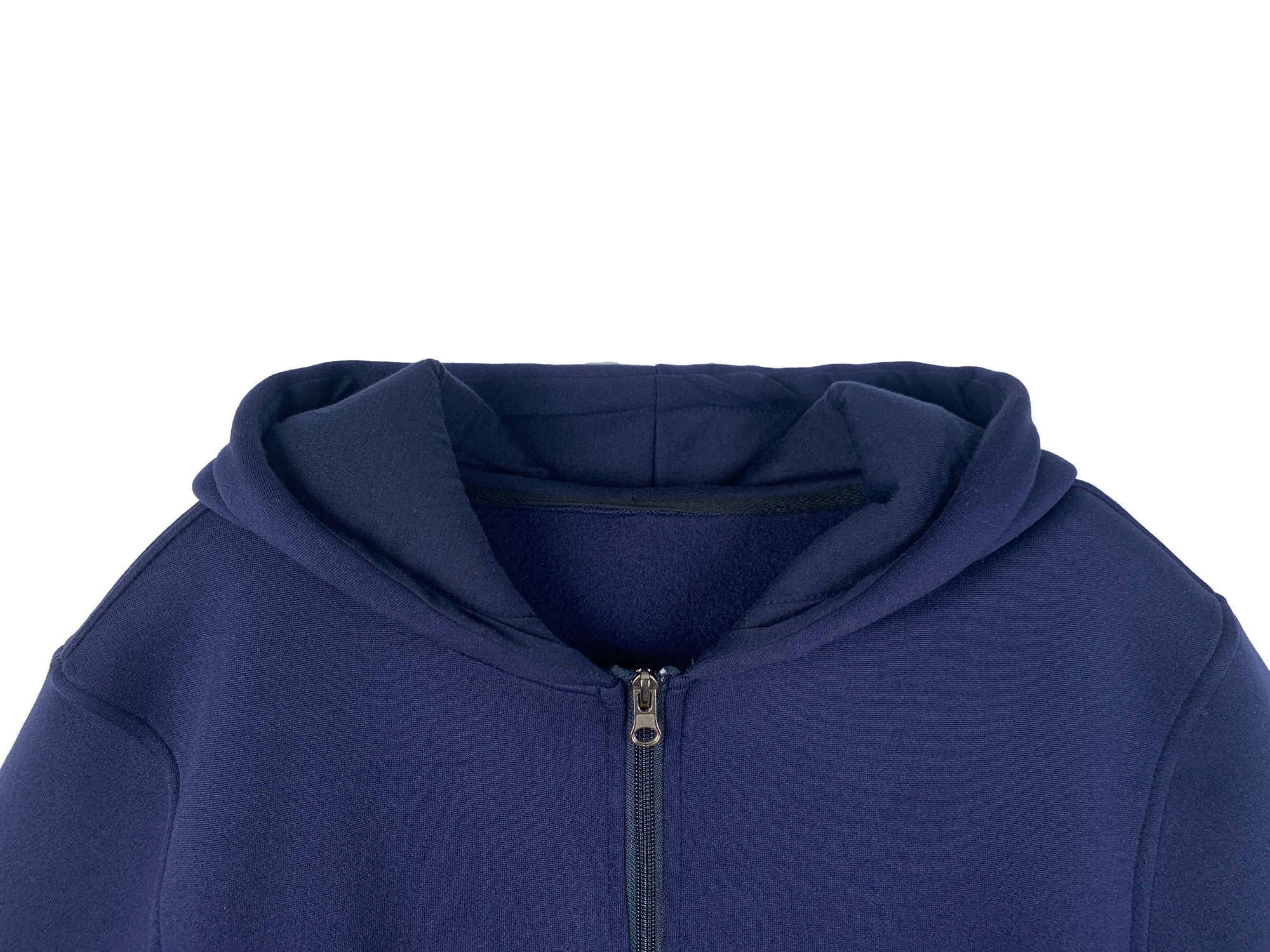 Men's Navy Blue Full - Zip Polyester Hoodie - Classic Casual Long - Sleeve Jacket