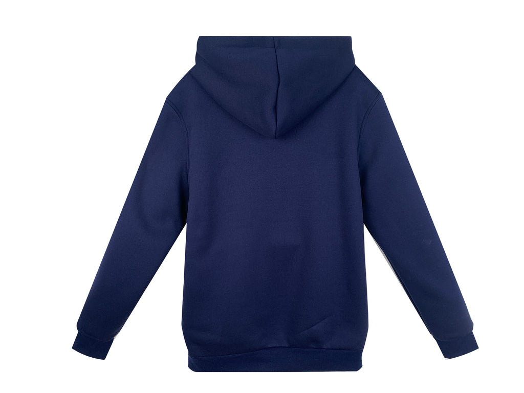 Men's Navy Blue Full - Zip Polyester Hoodie - Classic Casual Long - Sleeve Jacket
