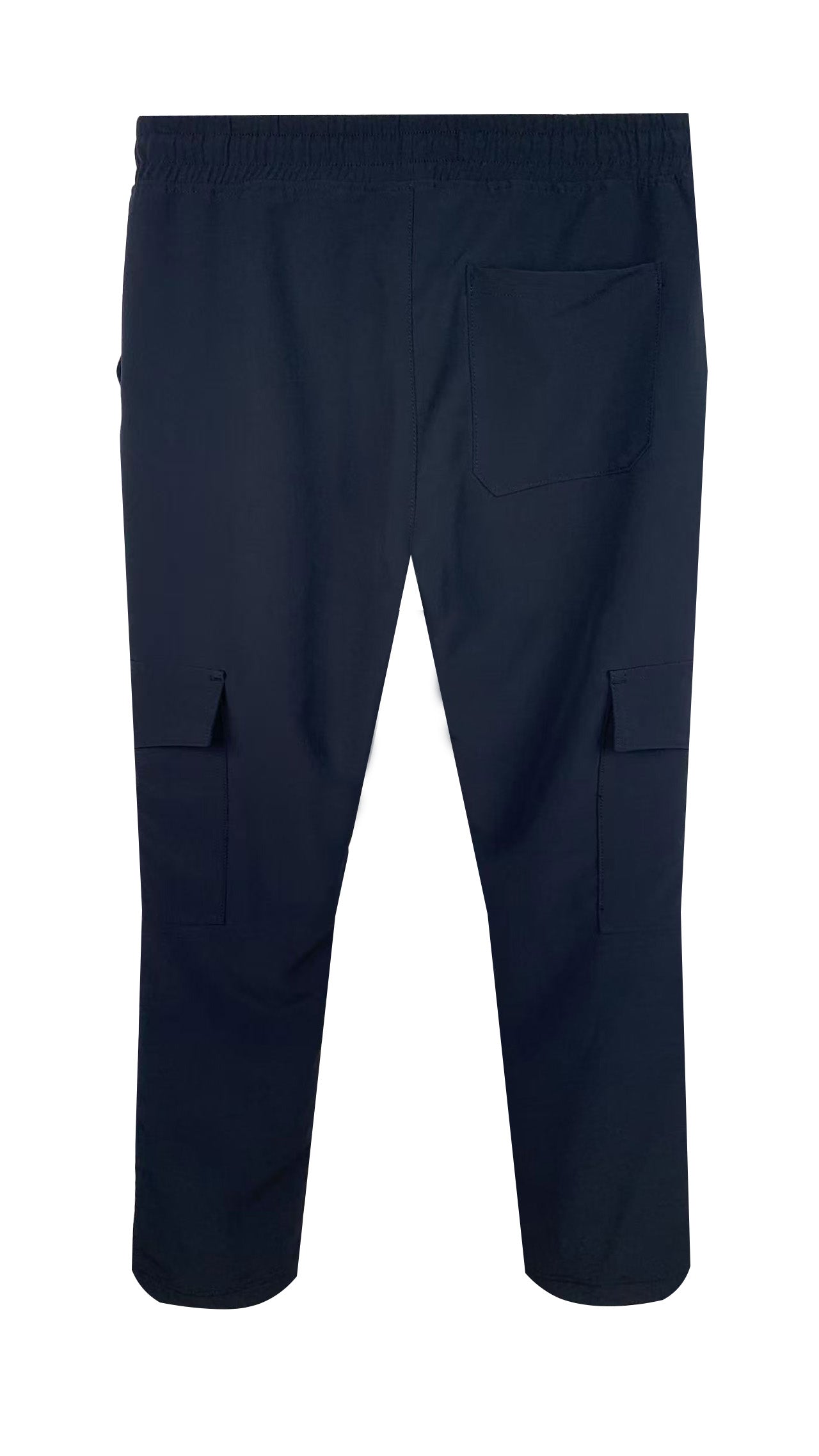 Men’s Elastic - Waist Cargo Pants with Drawstring - 92% Polyester 8% Spandex, Navy Blue Casual Multi - Pocket Trousers