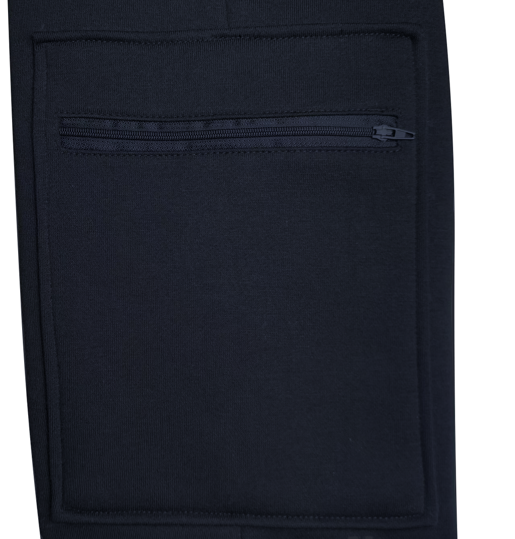 Men’s Black Polyester Cargo Joggers - Elastic - Waist with Zipper Pockets, Casual Athletic Sweatpants