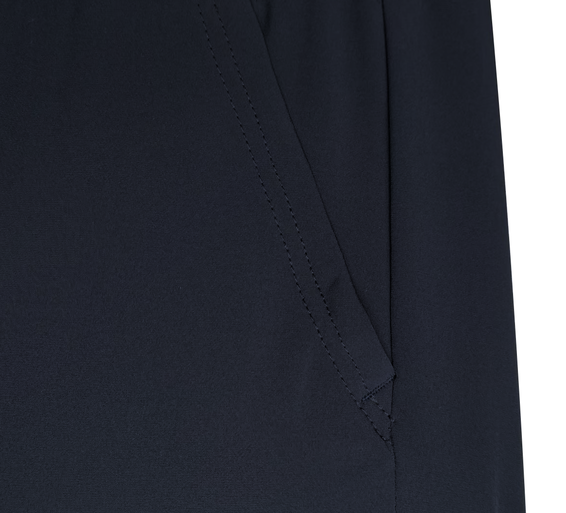 Men's Elastic - Waist Cargo Pants with Drawstring - 92% Polyester 8% Spandex, Navy Blue Multi - Pocket Casual Trousers