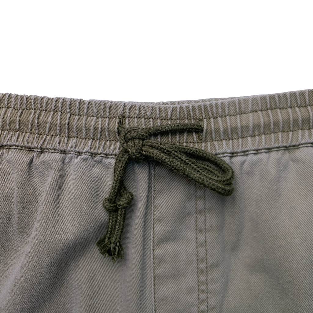 Men's Relaxed Fit Cotton Drawstring Trousers - Olive Green Casual Everyday Pants