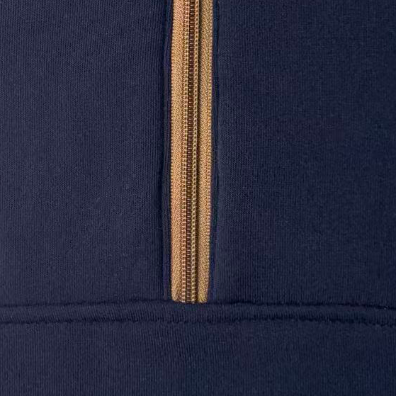 Men’s Half - Zip Hoodie - 100% Polyester Navy Blue Casual Long - Sleeve Pullover