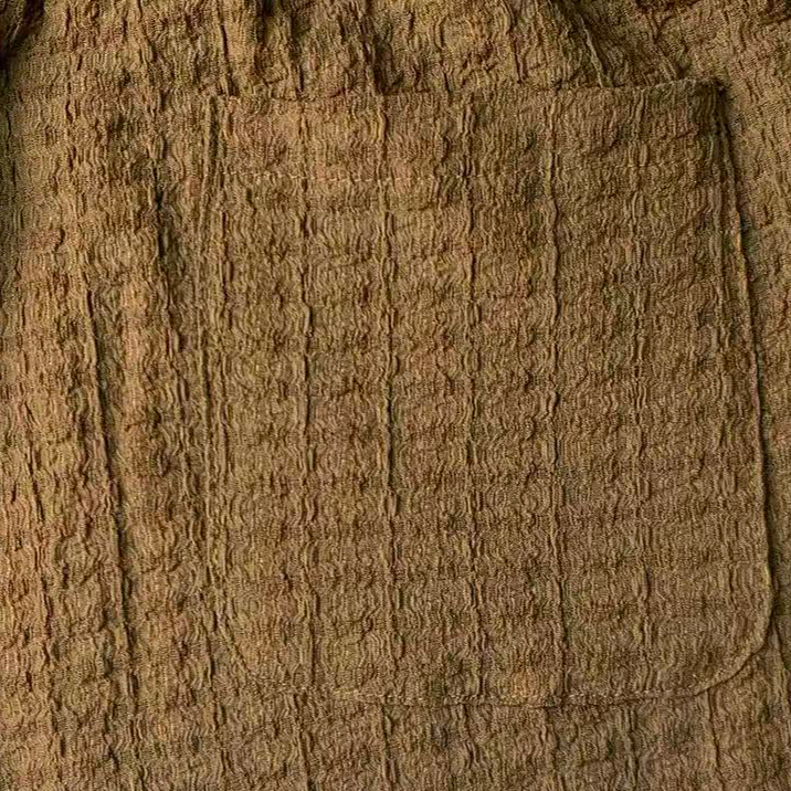 Men's Textured Drawstring Shorts - 98% Polyester 2% Spandex, Brown Casual Summer Shorts