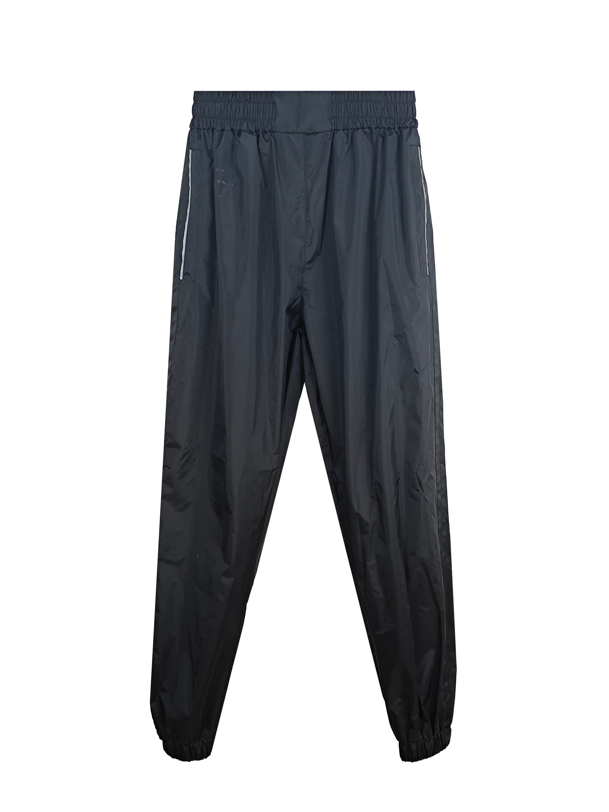 Men's 100% Polyester Sauna Sweat Joggers with Elastic Waist & Reflective Stripes