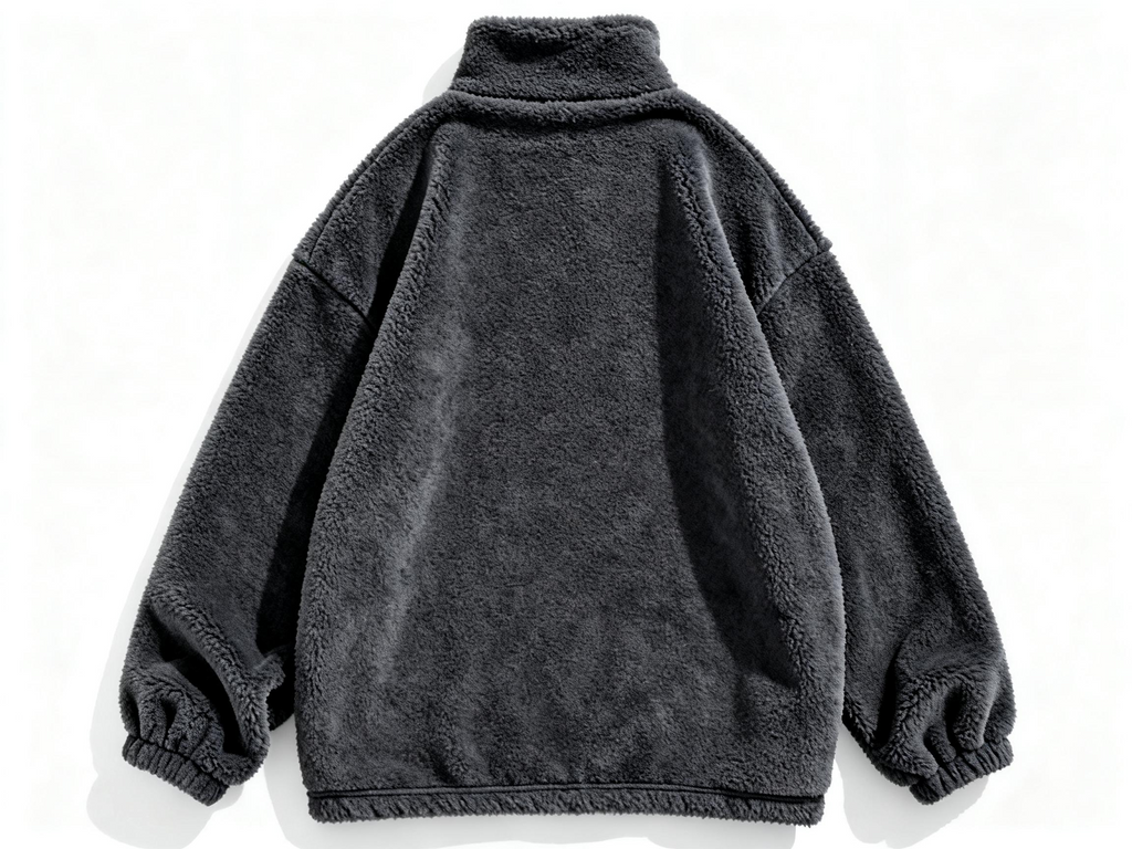 Men's Gray Fuzzy Half-Zip Pullover - Cozy Comfort & Street Style for Casual Days