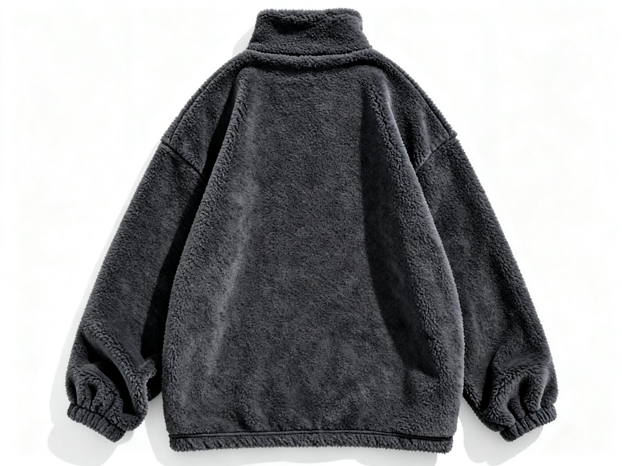 Men's Gray Fuzzy Half-Zip Pullover - Cozy Comfort & Street Style for Casual Days