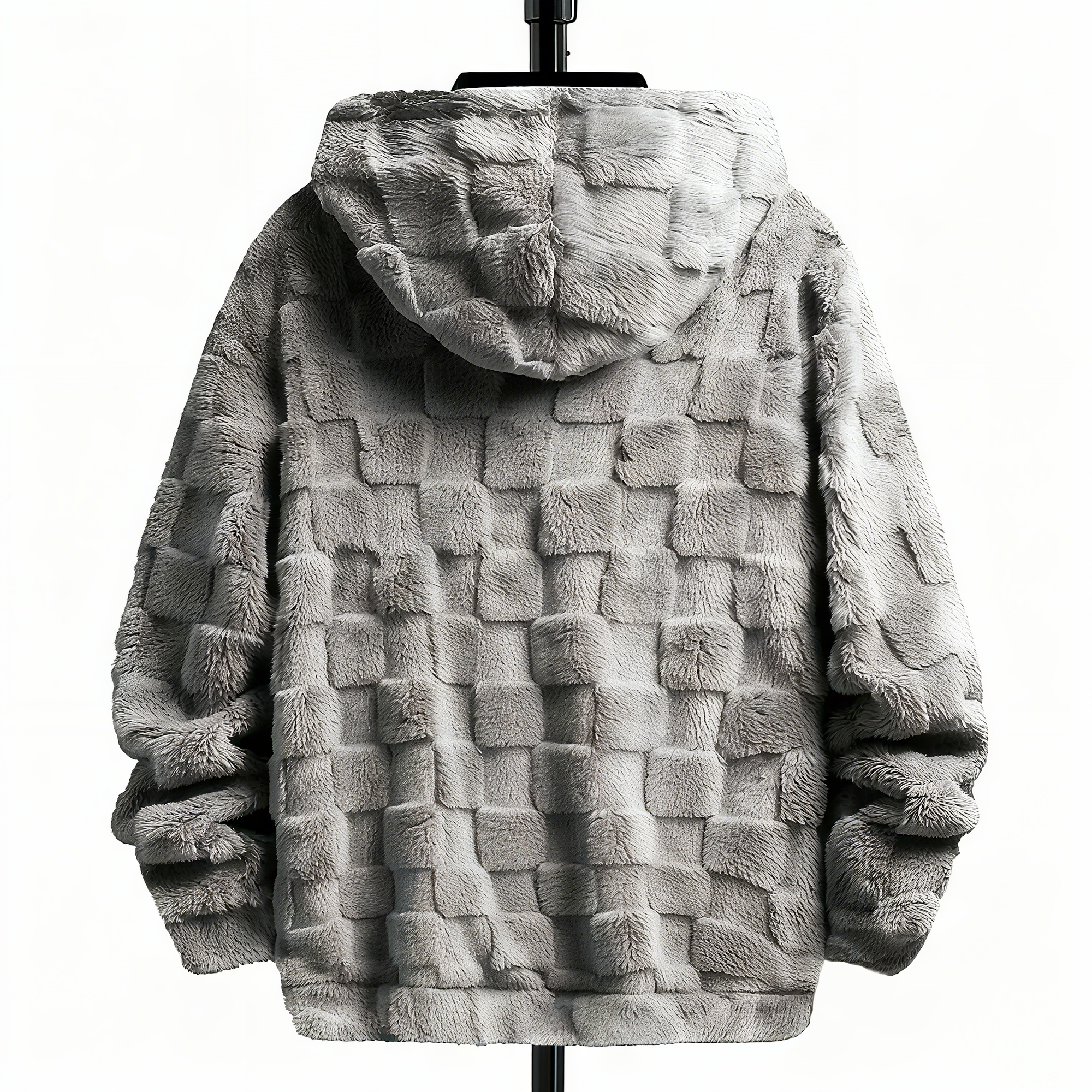 100% Polyester Fuzzy Checkered Hoodie: Ultra-Soft Comfort & Stylish Texture