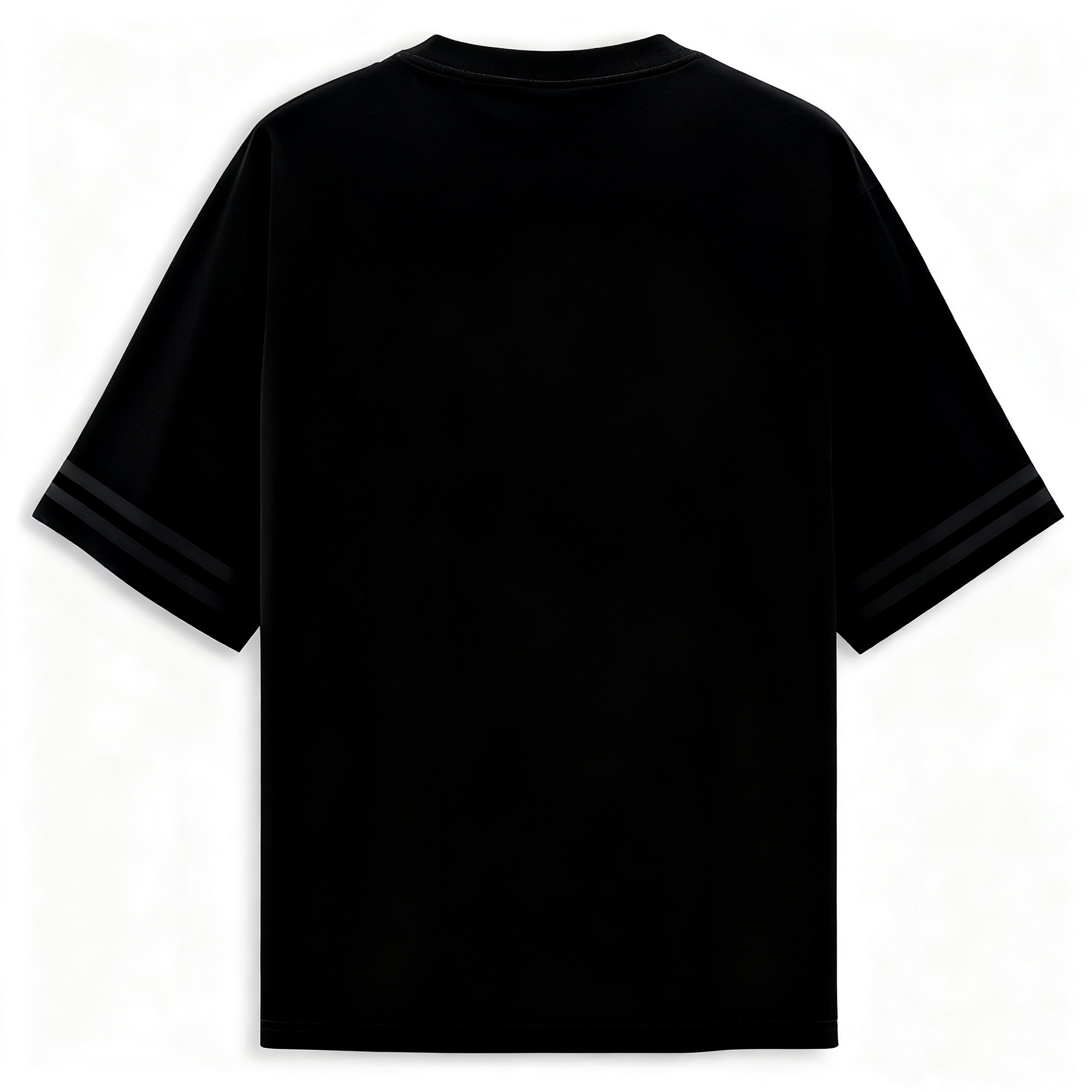 Men's Black Tech-Inspired Graphic T-Shirt with Striped Cuffs - Urban Streetwear Tee for Casual & Trendy Looks