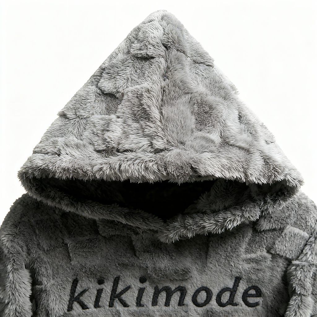 100% Polyester Fuzzy Checkered Hoodie: Ultra-Soft Comfort & Stylish Texture