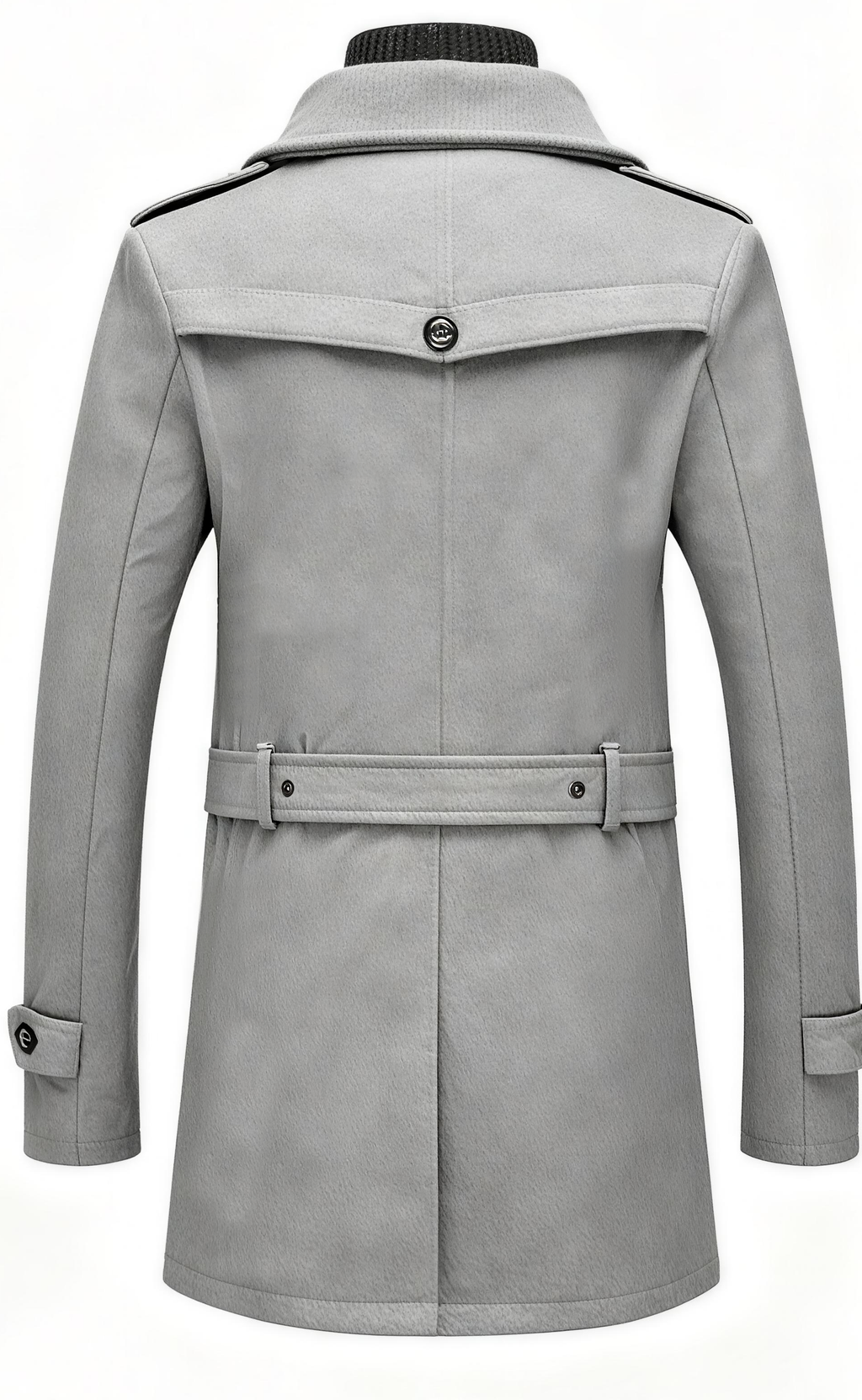 Men's Classic Two-Piece Trench Coat - Timeless Gray Overcoat for Business, Formal & Casual Occasions