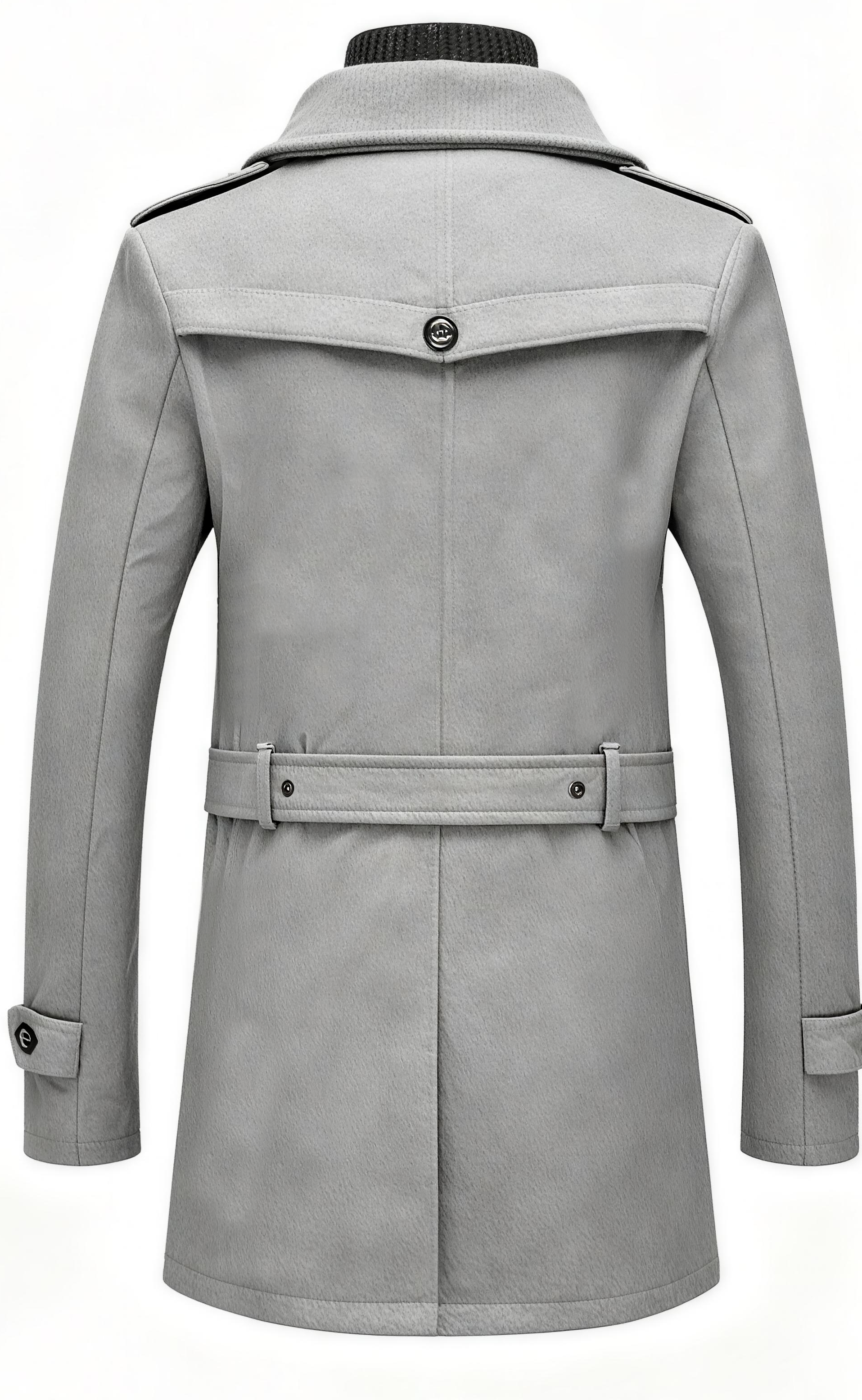 Men's Classic Two-Piece Trench Coat - Timeless Gray Overcoat for Business, Formal & Casual Occasions