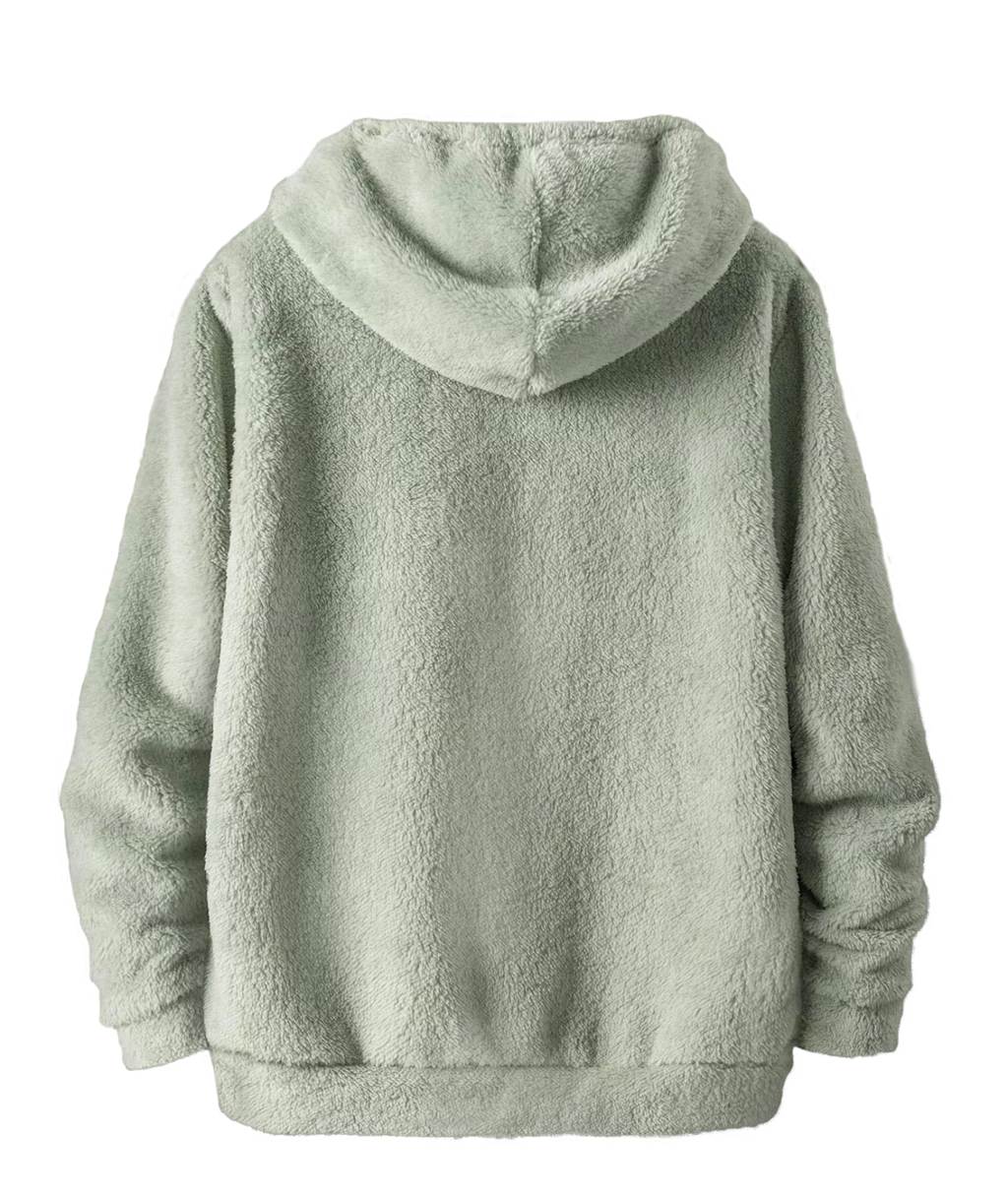 Men's Light Gray Fuzzy Hoodie - Ultimate Comfort & Cozy Style for Chilly Days