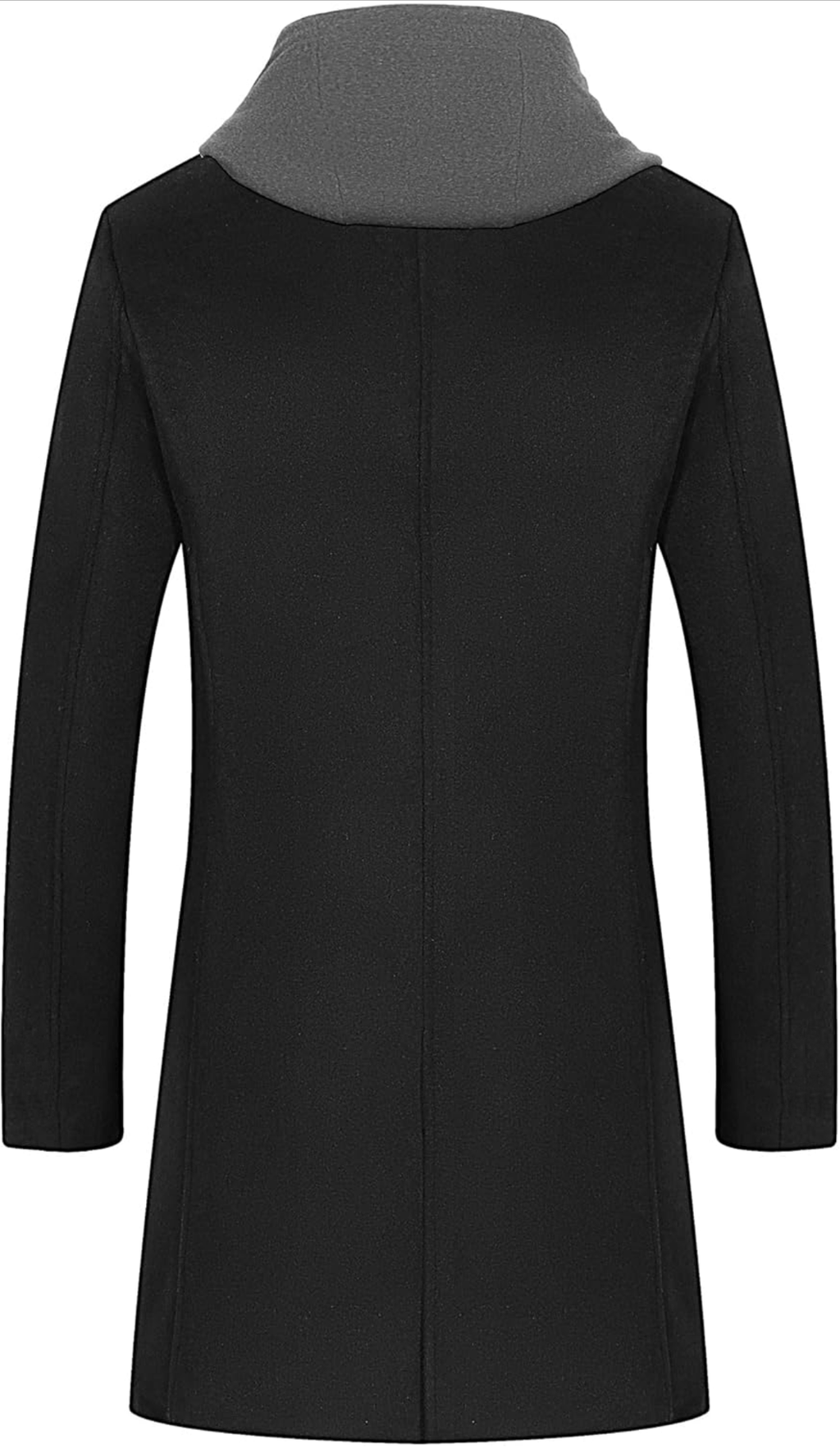 Men's Hooded Wool-Blend Trench Coat - Black 3-in-1 Overcoat for Business, Casual, and Winter Layering