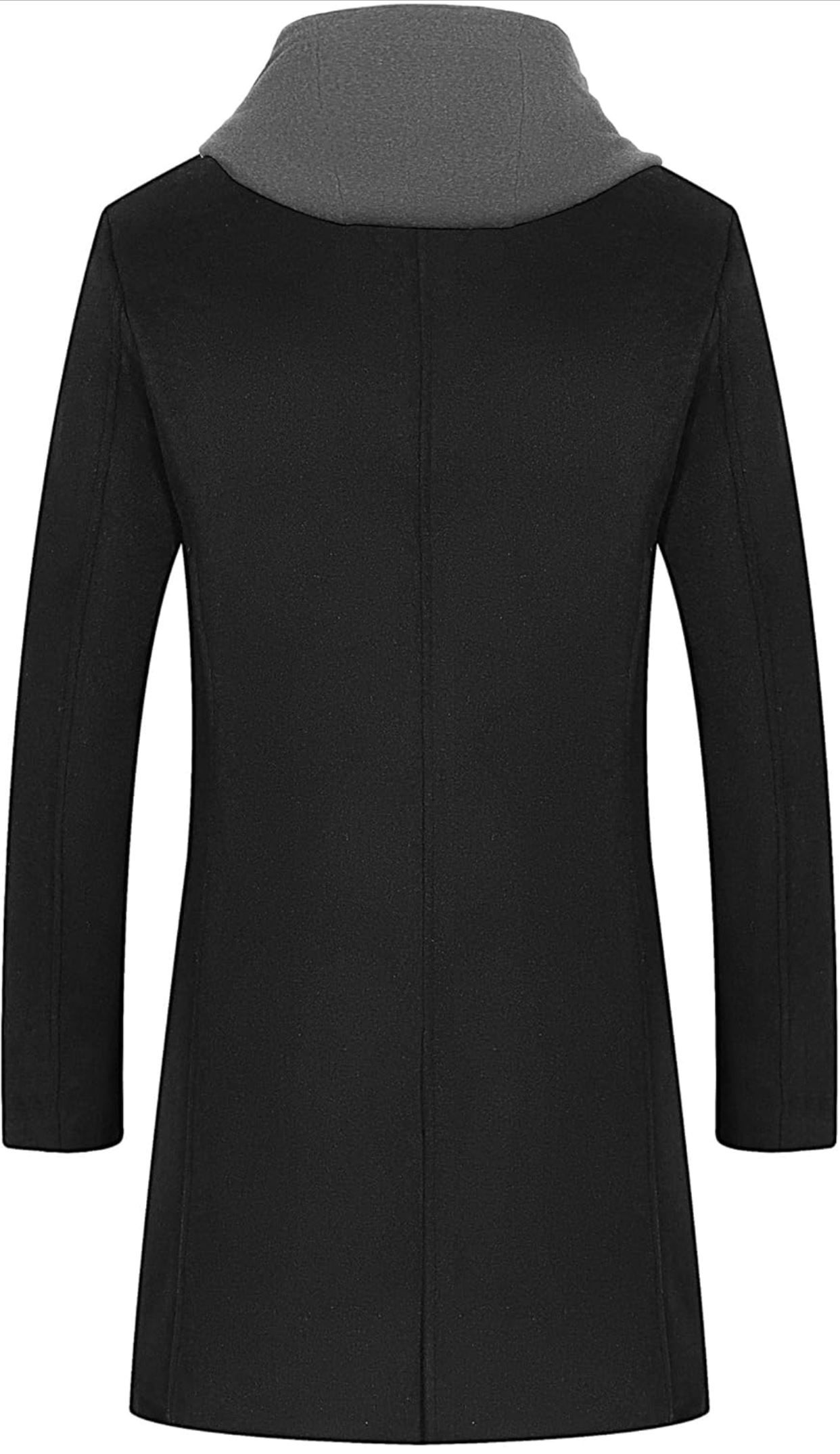 Men's Hooded Wool-Blend Trench Coat - Black 3-in-1 Overcoat for Business, Casual, and Winter Layering