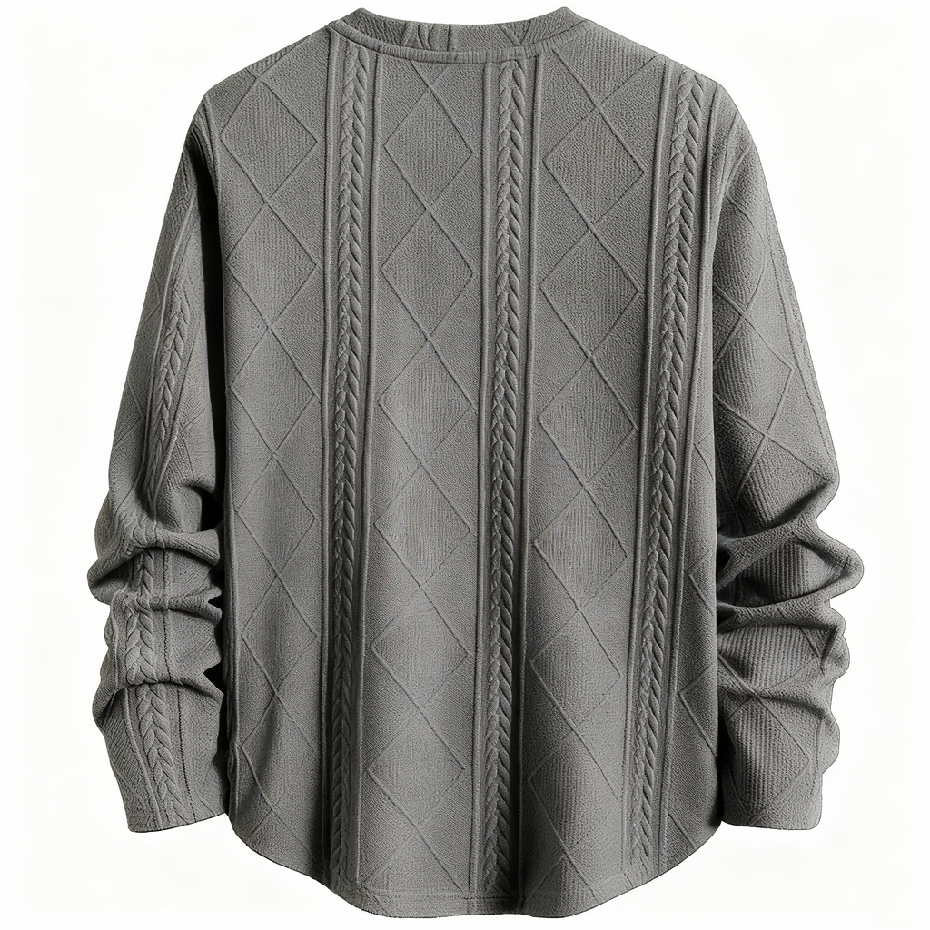 Men's Cable Knit Textured Crew Neck Sweater - Fashionable Pullover for Casual, Daily & Stylish Outings