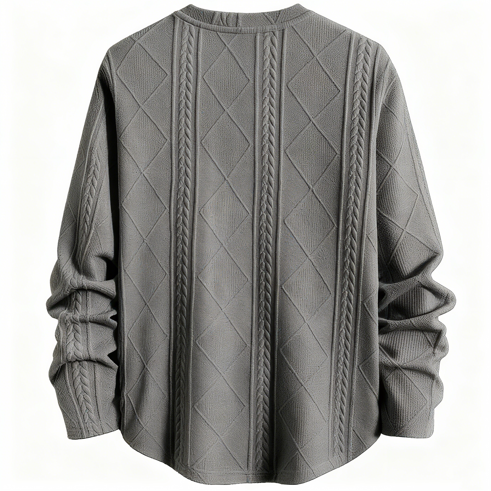 Men's Cable Knit Textured Crew Neck Sweater - Fashionable Pullover for Casual, Daily & Stylish Outings