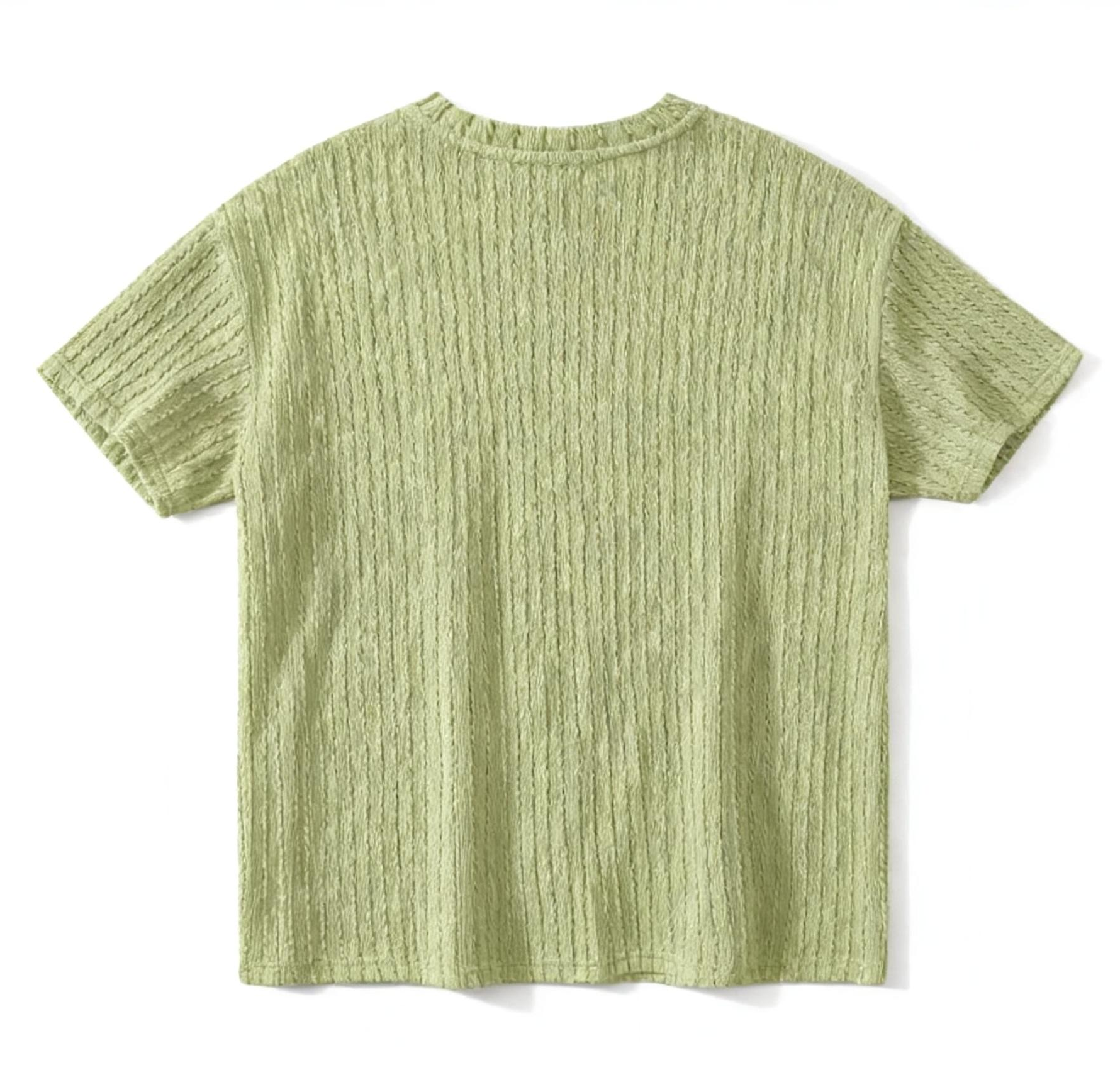 Men's Light Green Textured Knit T-Shirt - Casual Sophistication for Daily Wear & Trendy Looks