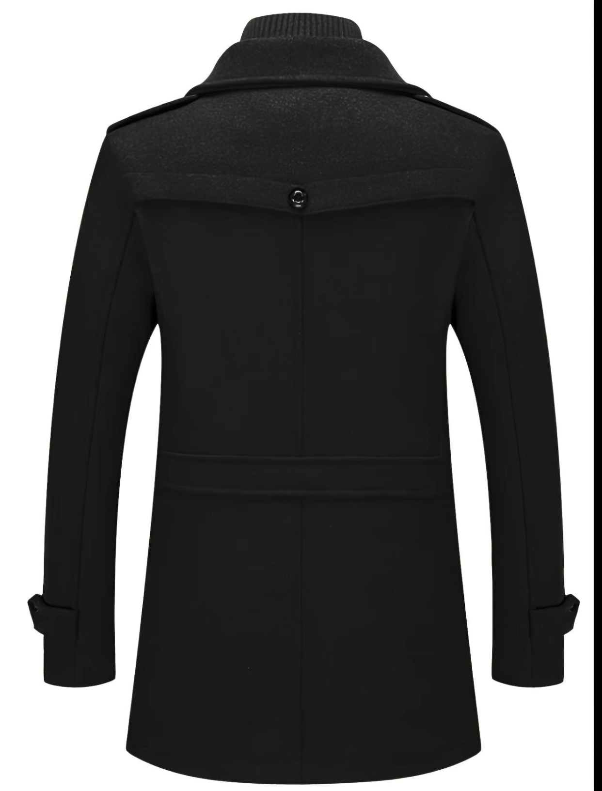Black Wool-Blend Trench Coat: Timeless Elegance & Winter-Ready Warmth