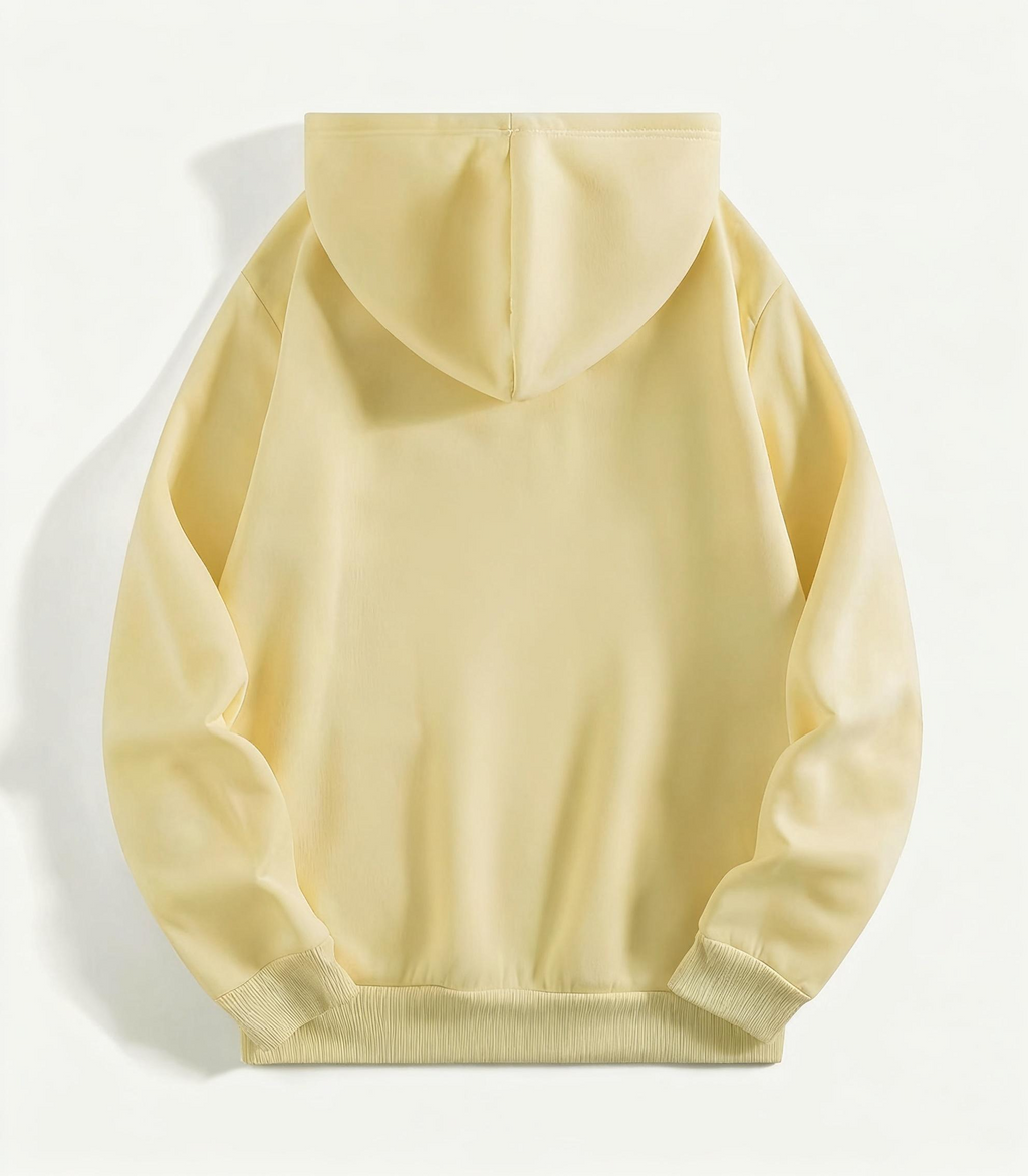 Men's Light Yellow Hoodie - Classic Casual Pullover with Kangaroo Pocket for Daily Wear, Street Style & Lounge Comfort