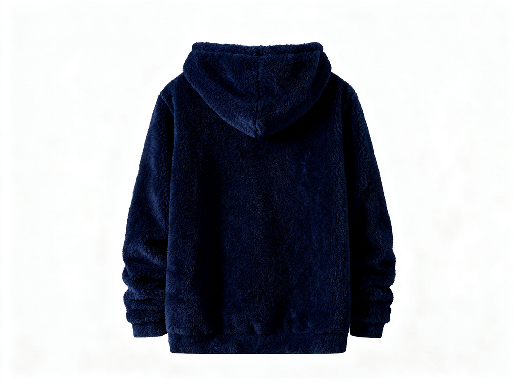 Men's Navy Fleece Hoodie - Ultra-Soft Plush Hooded Sweatshirt for Winter Warmth & Casual Style