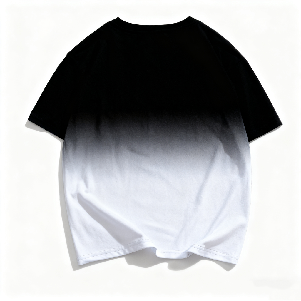 Men's Black & White Gradient Short Sleeve T-Shirt: Urban Street Style Essential for Trendsetters