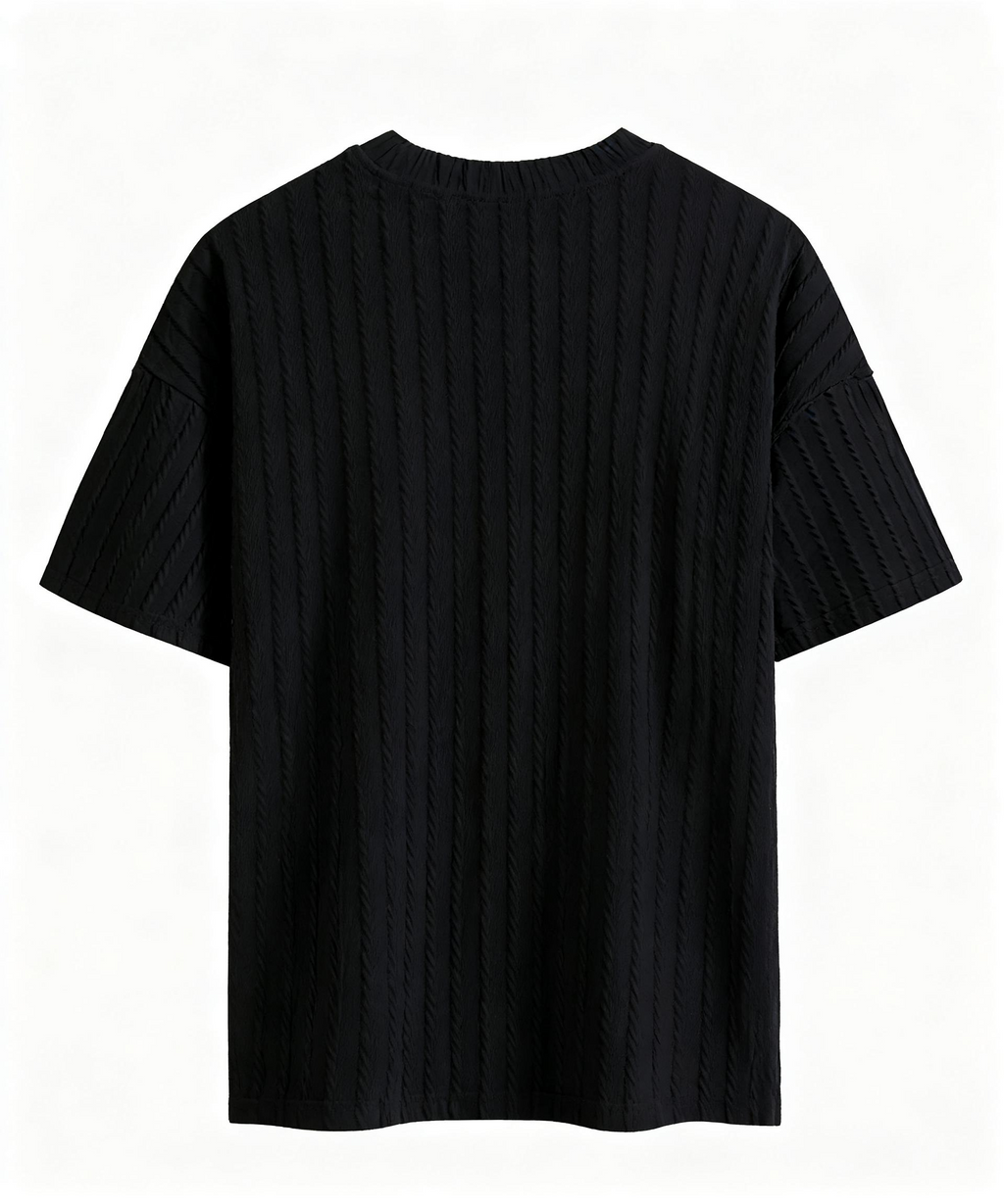 Men's Textured Short-Sleeve T-Shirt - Minimalist Elegance with Subtle Detailing