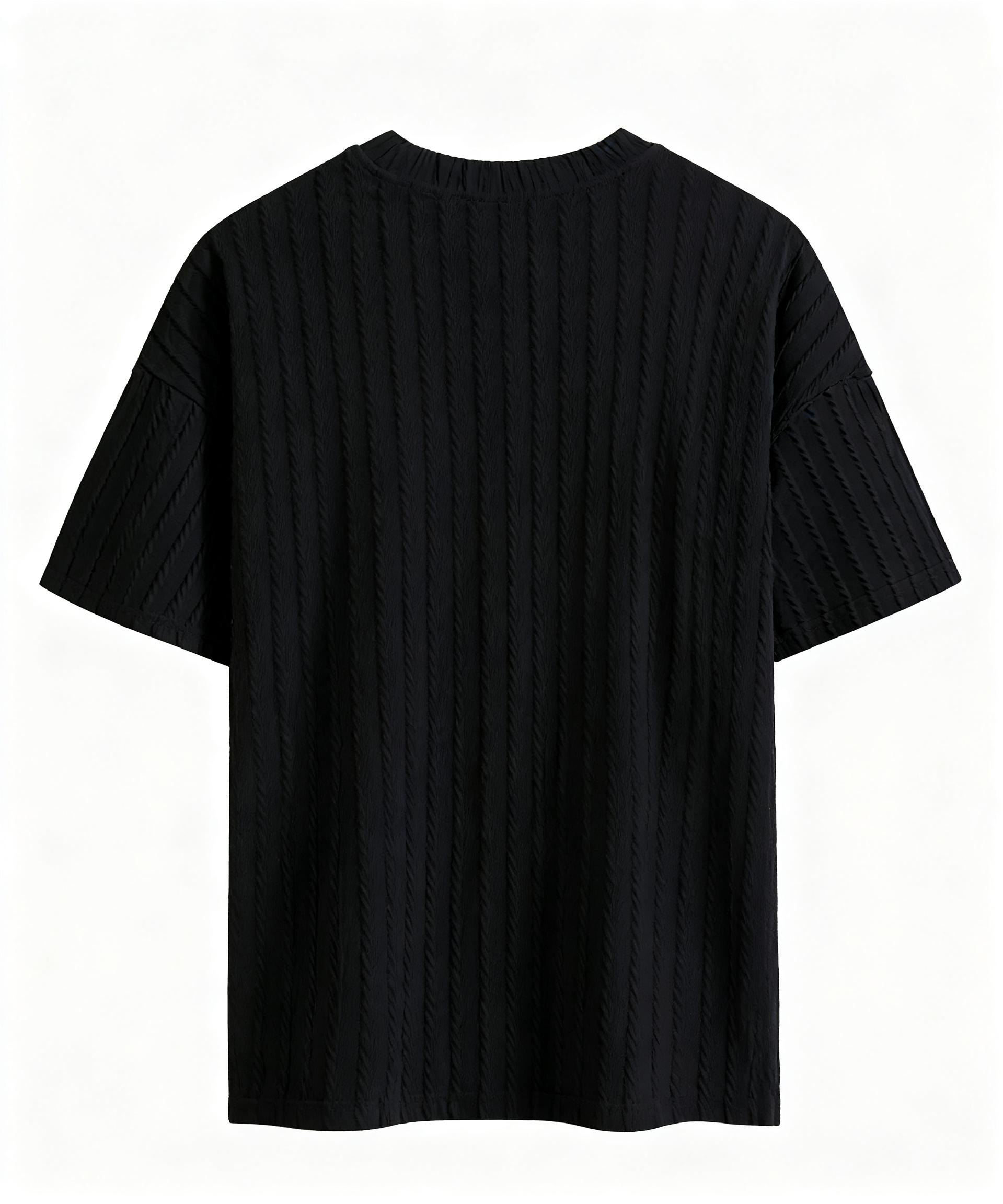 Men's Textured Short-Sleeve T-Shirt - Minimalist Elegance with Subtle Detailing