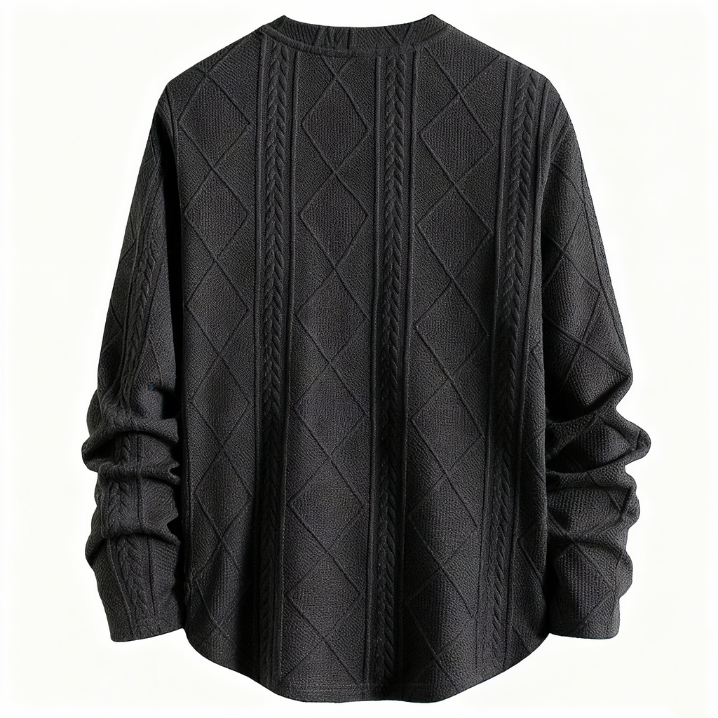 Men's Textured Knit Sweater - Classic Crew Neck Pullover for Casual & Smart-Casual
