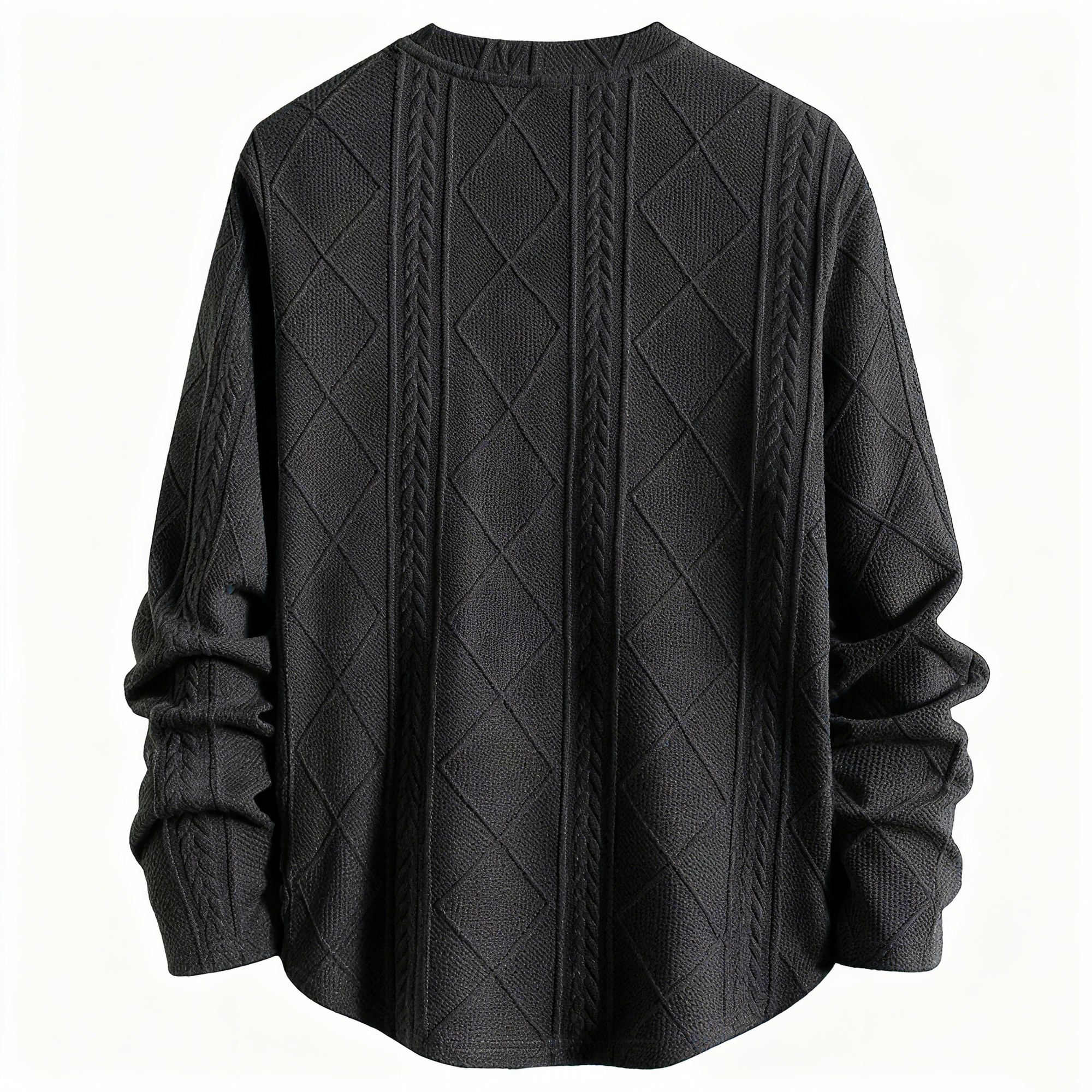 Men's Textured Knit Sweater - Classic Crew Neck Pullover for Casual & Smart-Casual
