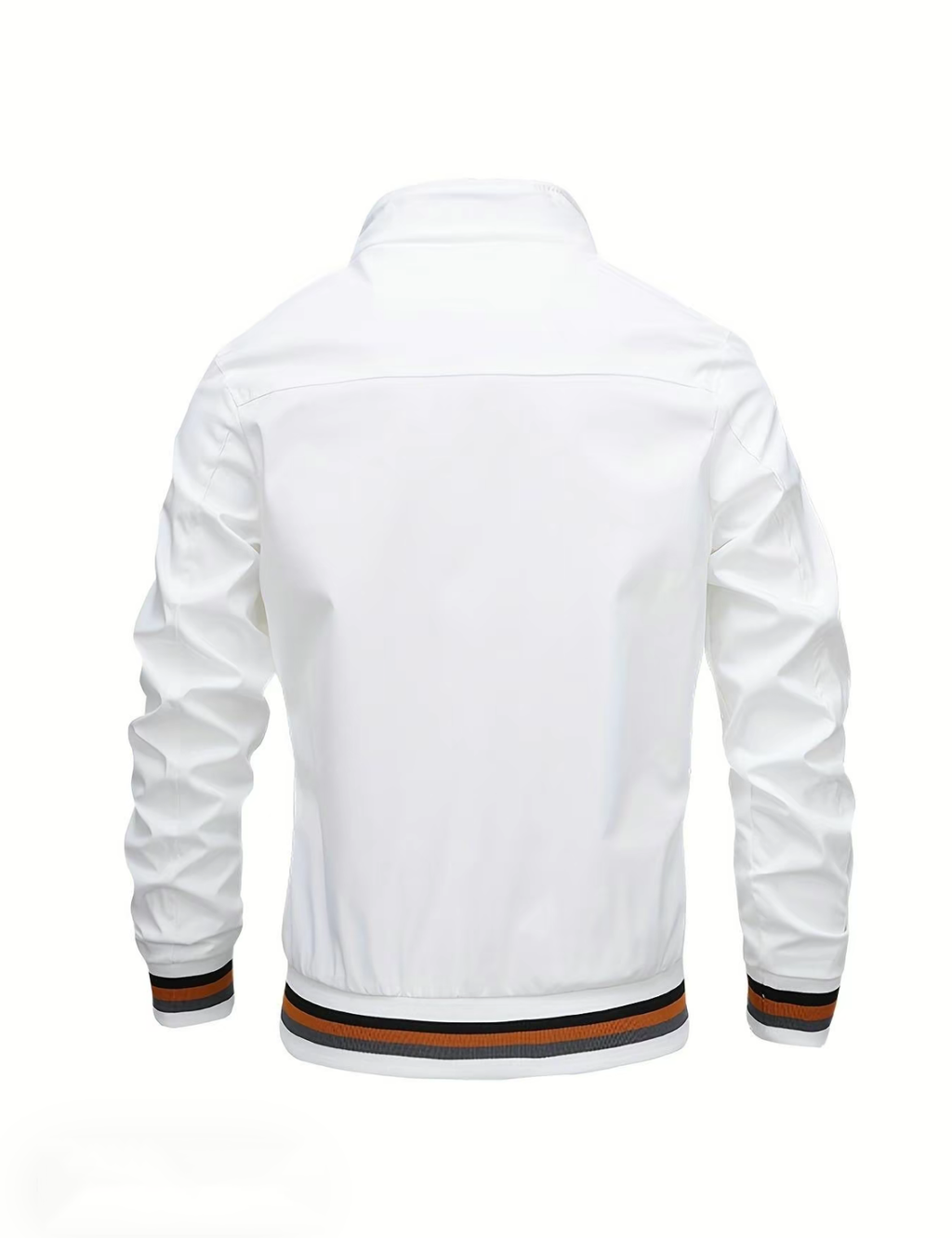 Men's White Sport Jacket with Contrast Trim - Blend of Athletic Style & Daily Versatility