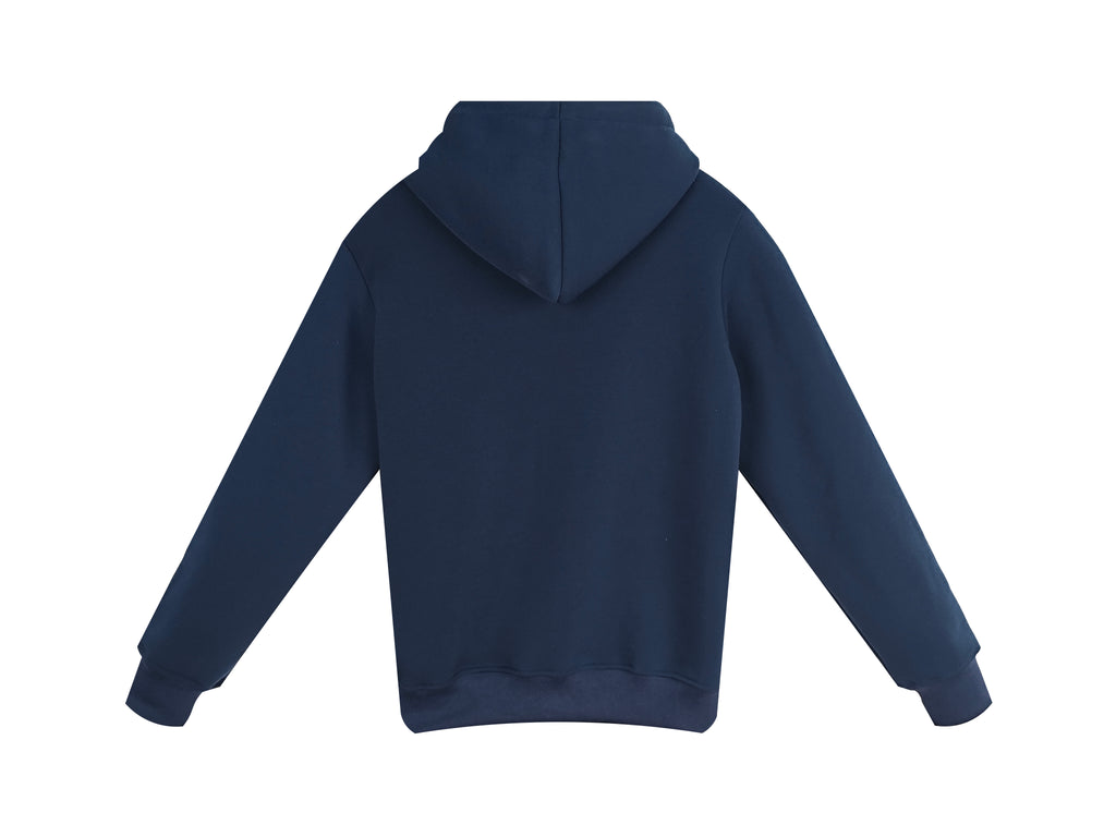 Men's Navy Blue Polyester Hoodie - Classic Pullover with Kangaroo Pocket
