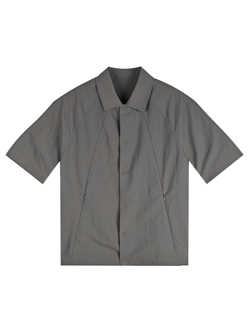 Men's Relaxed Fit 100% Nylon Short Sleeve Shirt - Button-Down Collared Casual Top with Zip Pockets