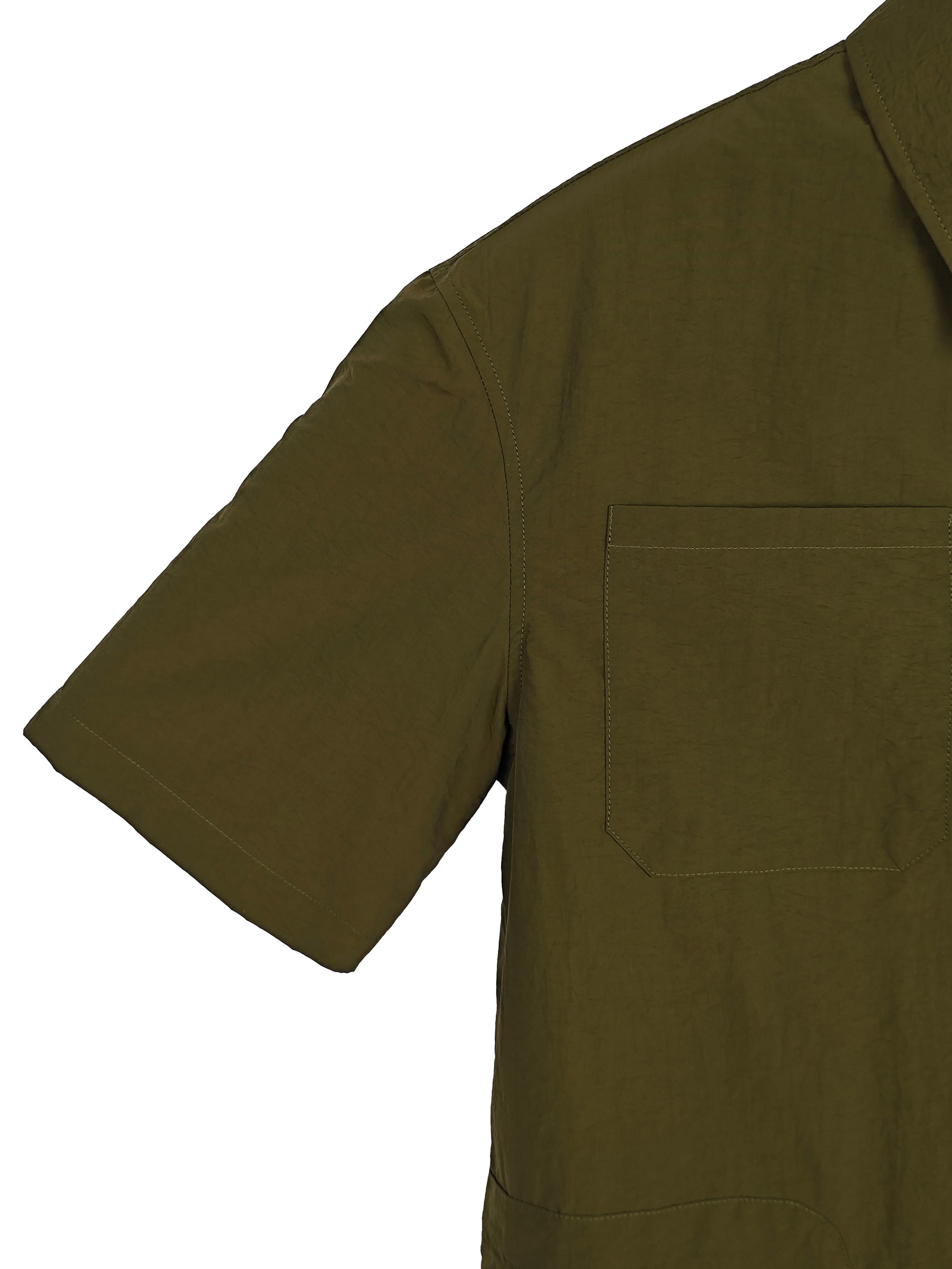 Men's Relaxed Fit 100% Nylon Polo Shirt - Half-Zip Collared Casual Top with Multi Pockets