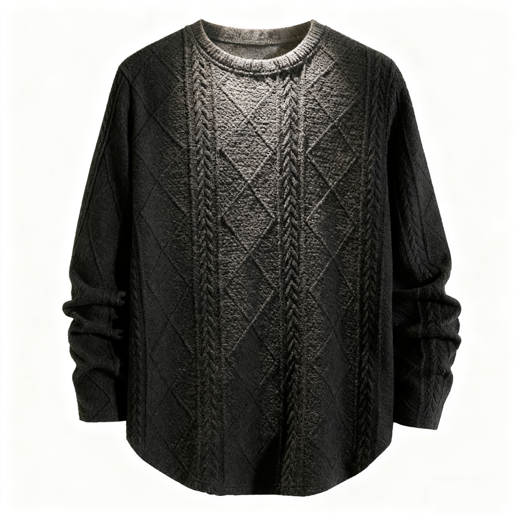 Men's Textured Knit Sweater - Classic Crew Neck Pullover for Casual & Smart-Casual