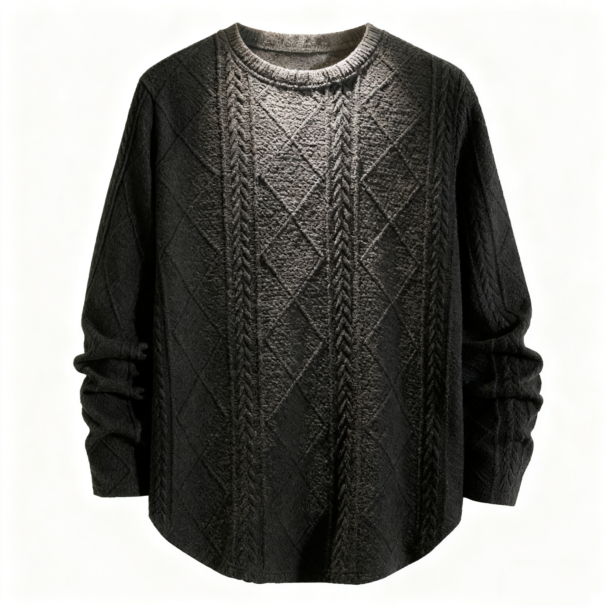 Men's Textured Knit Sweater - Classic Crew Neck Pullover for Casual & Smart-Casual