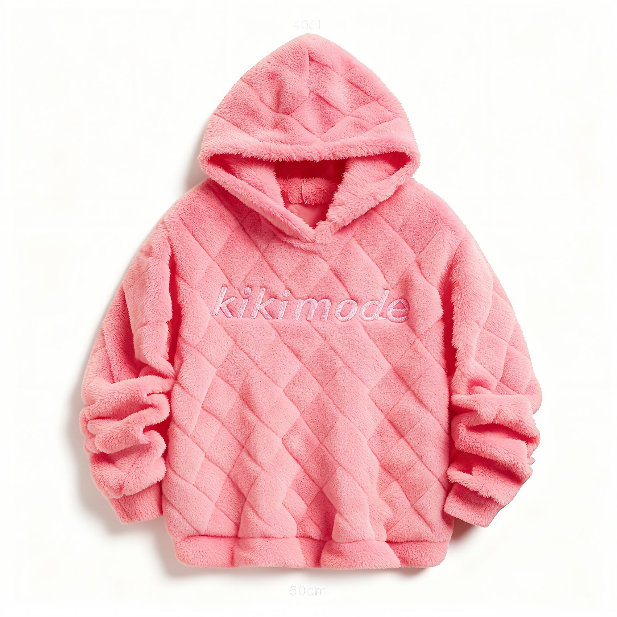 100% Polyester Pink Fuzzy Quilted Hoodie: Playful Chic & Cloud-Soft Comfort