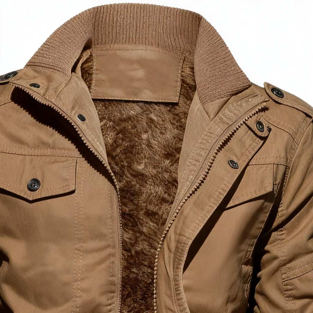Men's Tactical Style Fleece-Lined Jacket - Rugged Elegance & Cozy Warmth for Outdoor & Urban Adventures