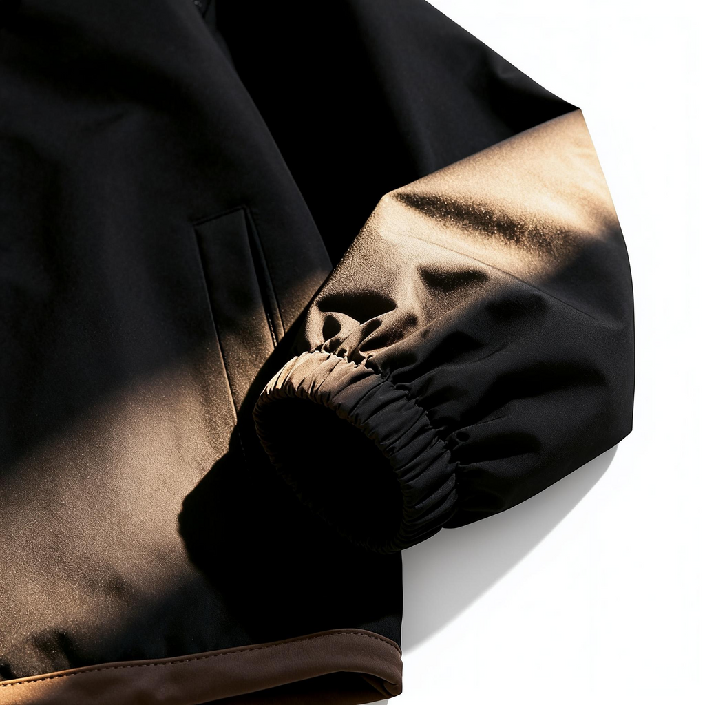 Men's Black & Brown Contrast Hooded Jacket - Urban Street Style & Versatile Comfort for Casual Outings