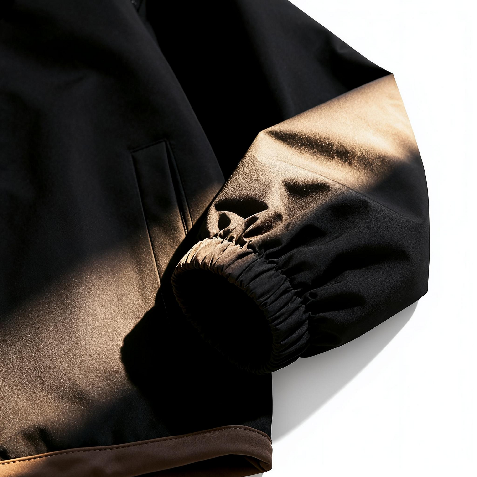 Men's Black & Brown Contrast Hooded Jacket - Urban Street Style & Versatile Comfort for Casual Outings