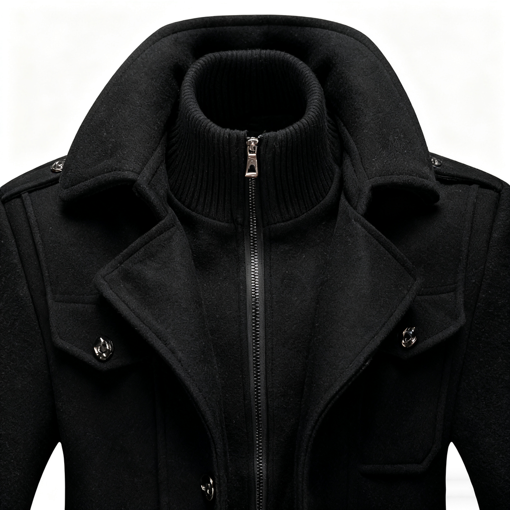 Black Wool-Blend Trench Coat: Timeless Elegance & Winter-Ready Warmth
