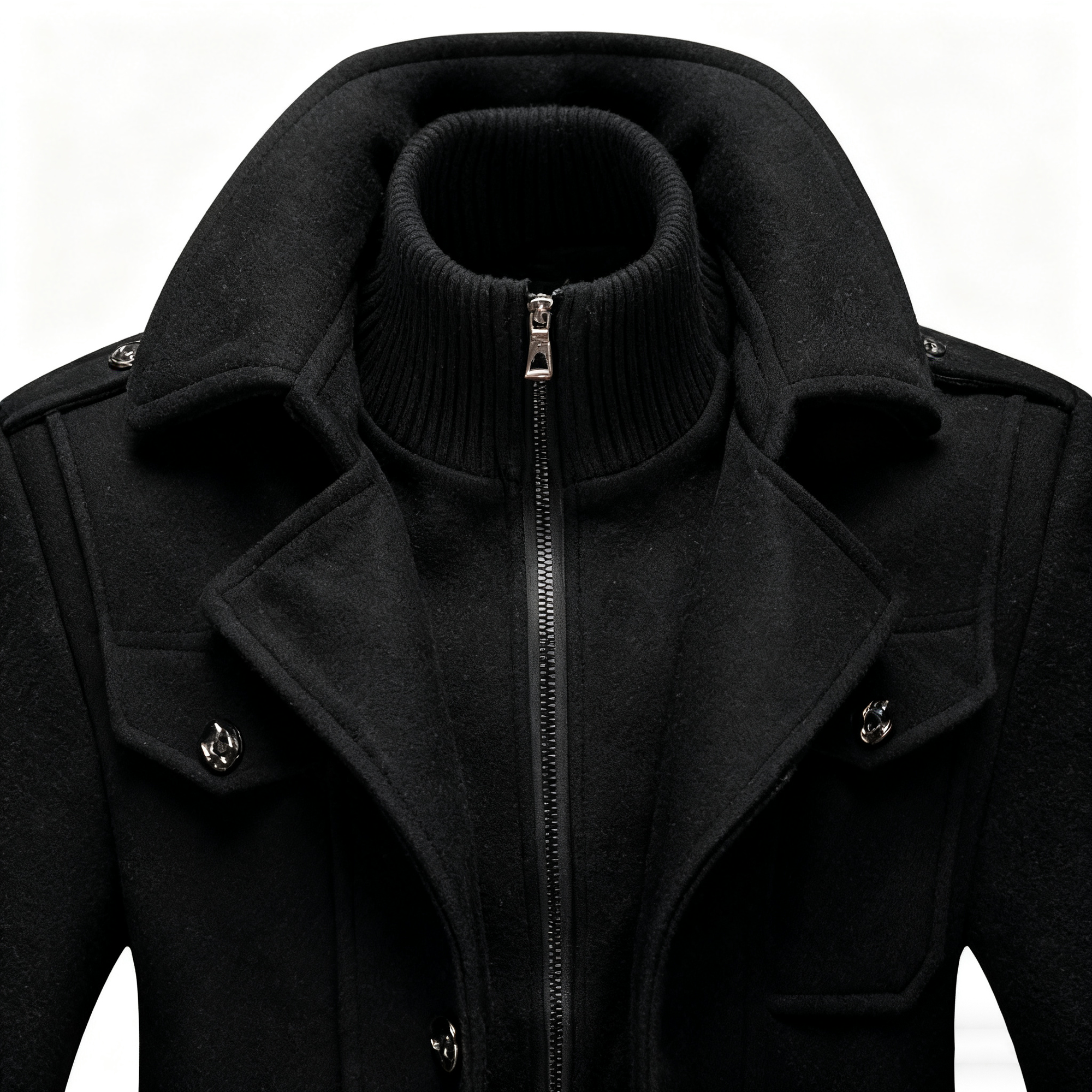 Black Wool-Blend Trench Coat: Timeless Elegance & Winter-Ready Warmth