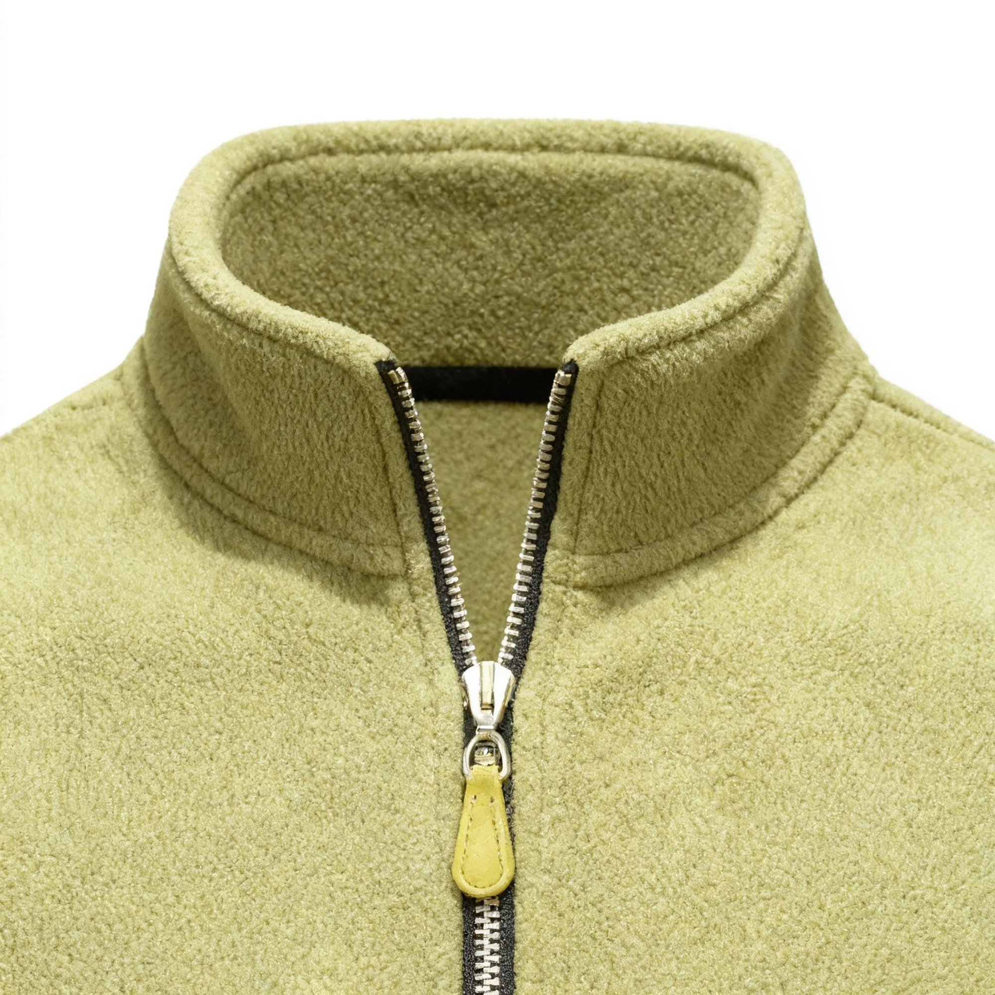 Men's Olive Green Half-Zip Pullover - Business Casual Fleece Sweater for Office, Outdoor & Smart-Casual Engagements