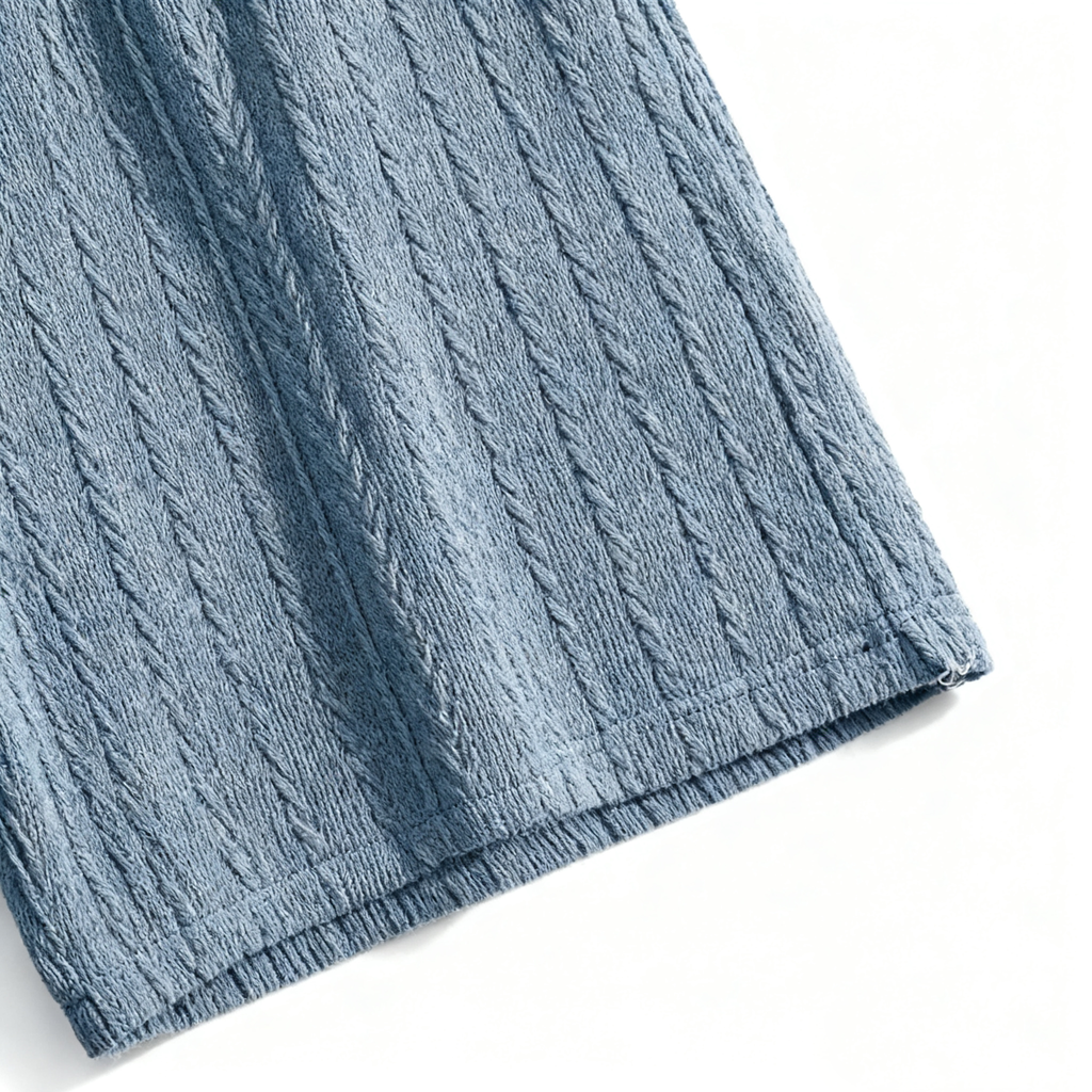 Men's Light Blue Textured Casual Shorts - Elevate Your Leisure Style with Unique Design & Effortless Comfort