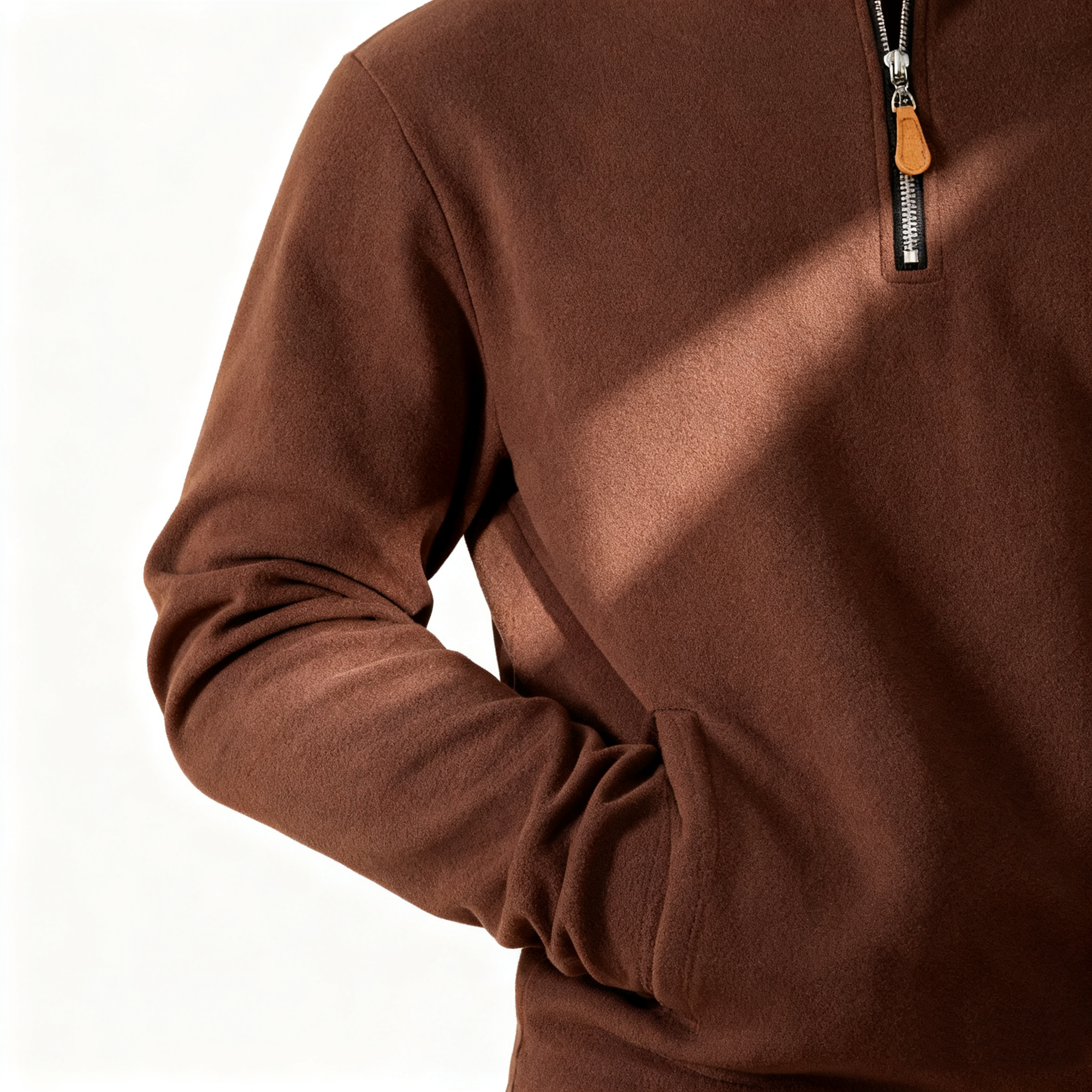Men's Brown Half-Zip Pullover - Elevate Business Casual with Comfort & Sophistication