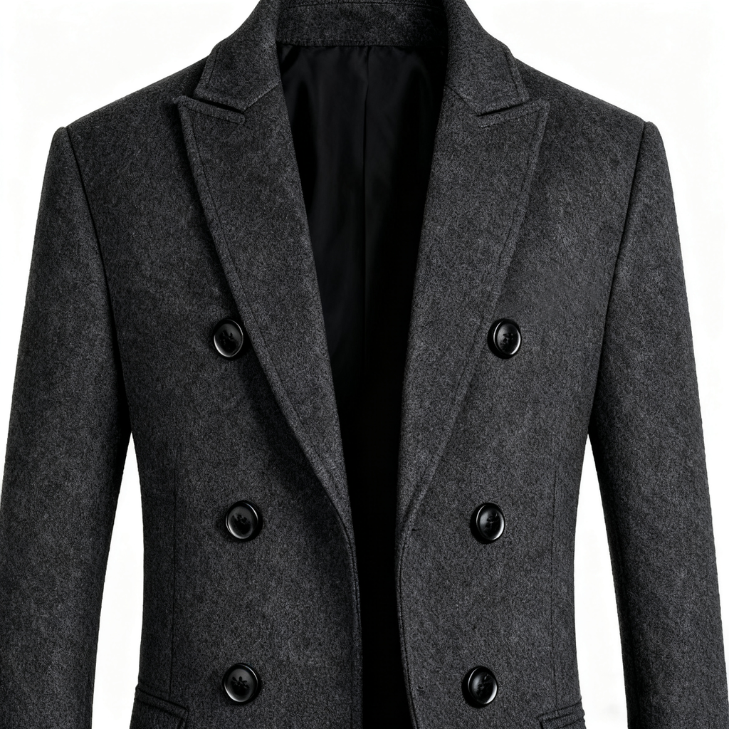 Charcoal Gray Wool-Blend Trench Coat: Timeless Sophistication & Season-Defying Versatility
